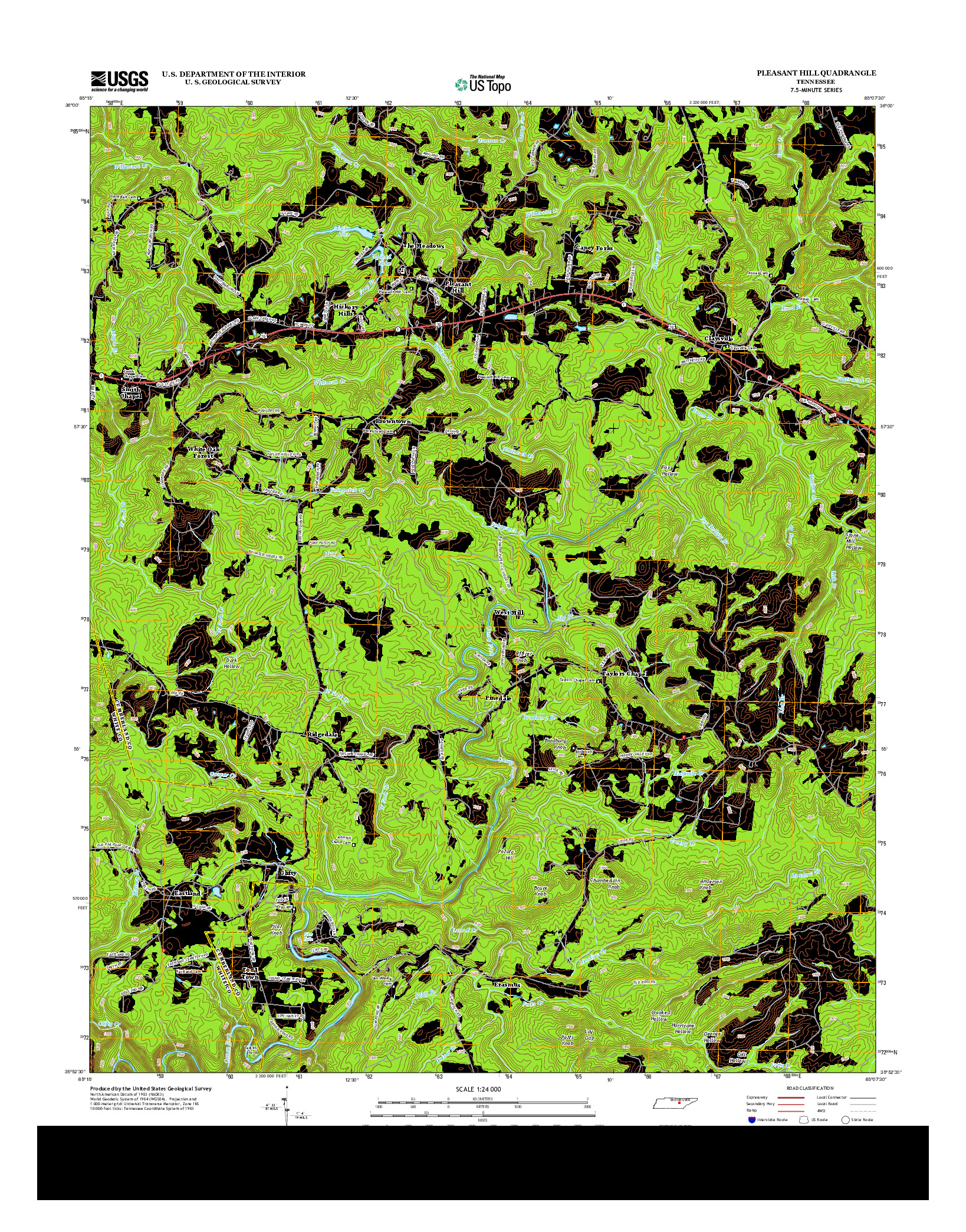 USGS US TOPO 7.5-MINUTE MAP FOR PLEASANT HILL, TN 2013