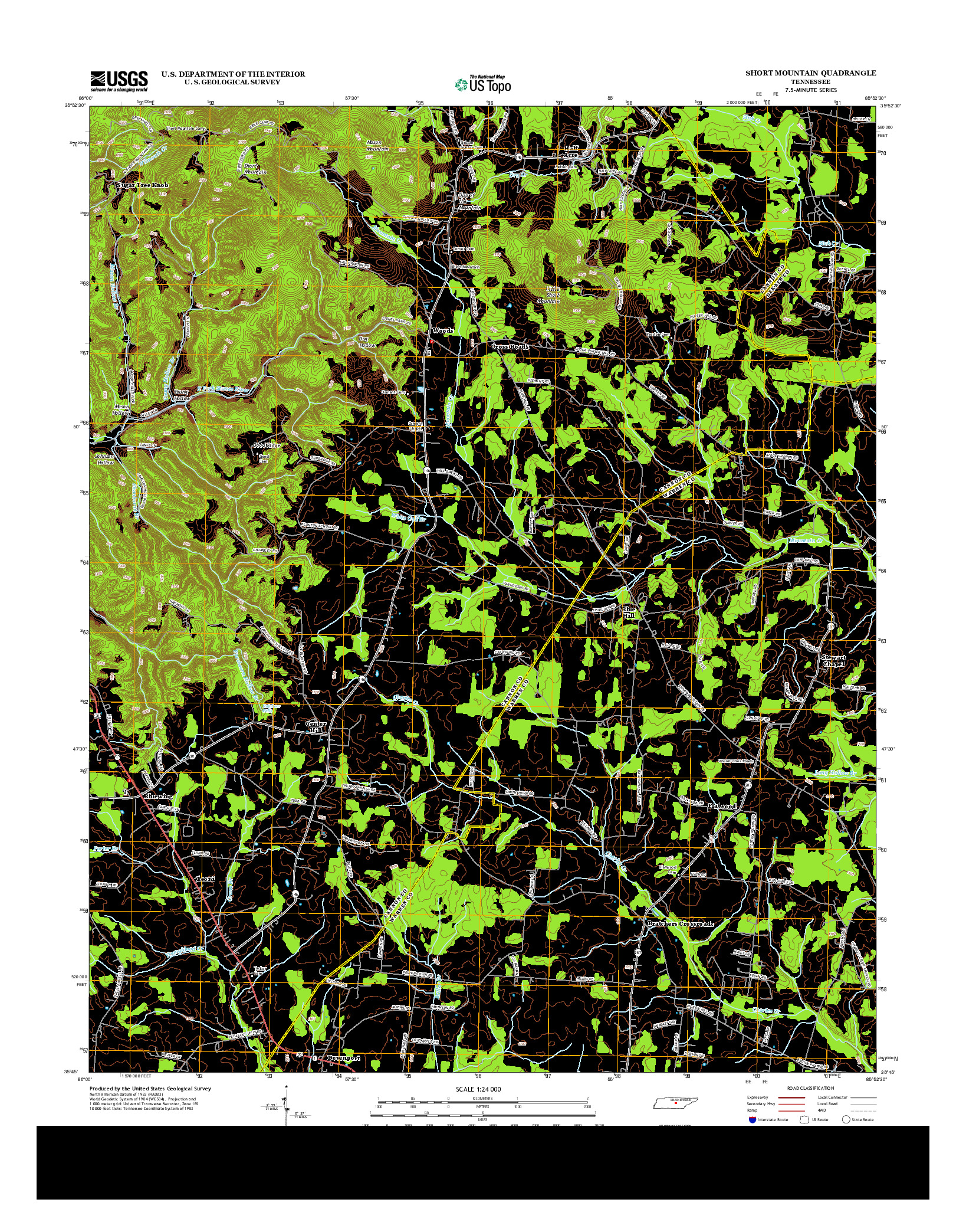 USGS US TOPO 7.5-MINUTE MAP FOR SHORT MOUNTAIN, TN 2013