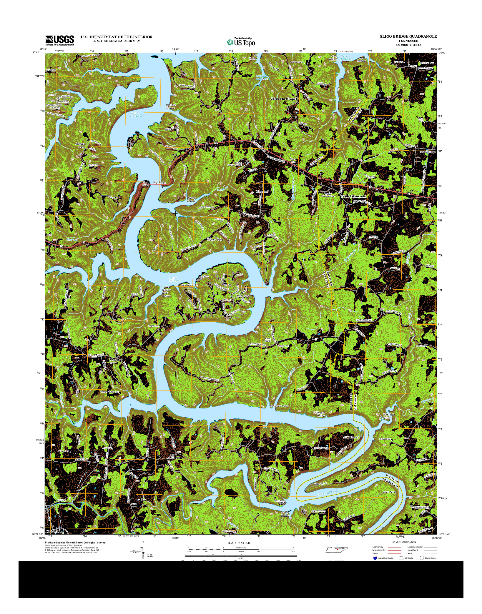 USGS US TOPO 7.5-MINUTE MAP FOR SLIGO BRIDGE, TN 2013