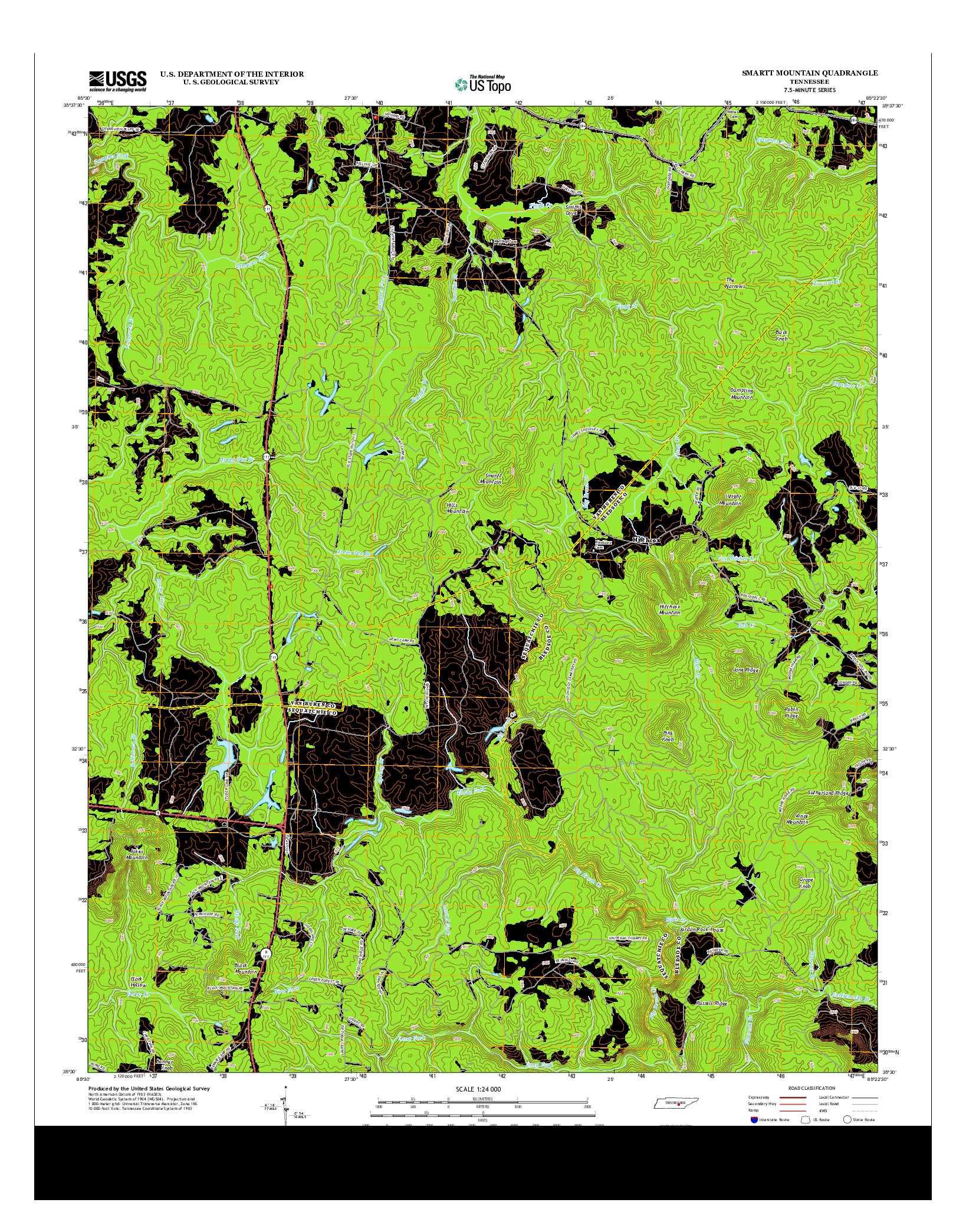 USGS US TOPO 7.5-MINUTE MAP FOR SMARTT MOUNTAIN, TN 2013