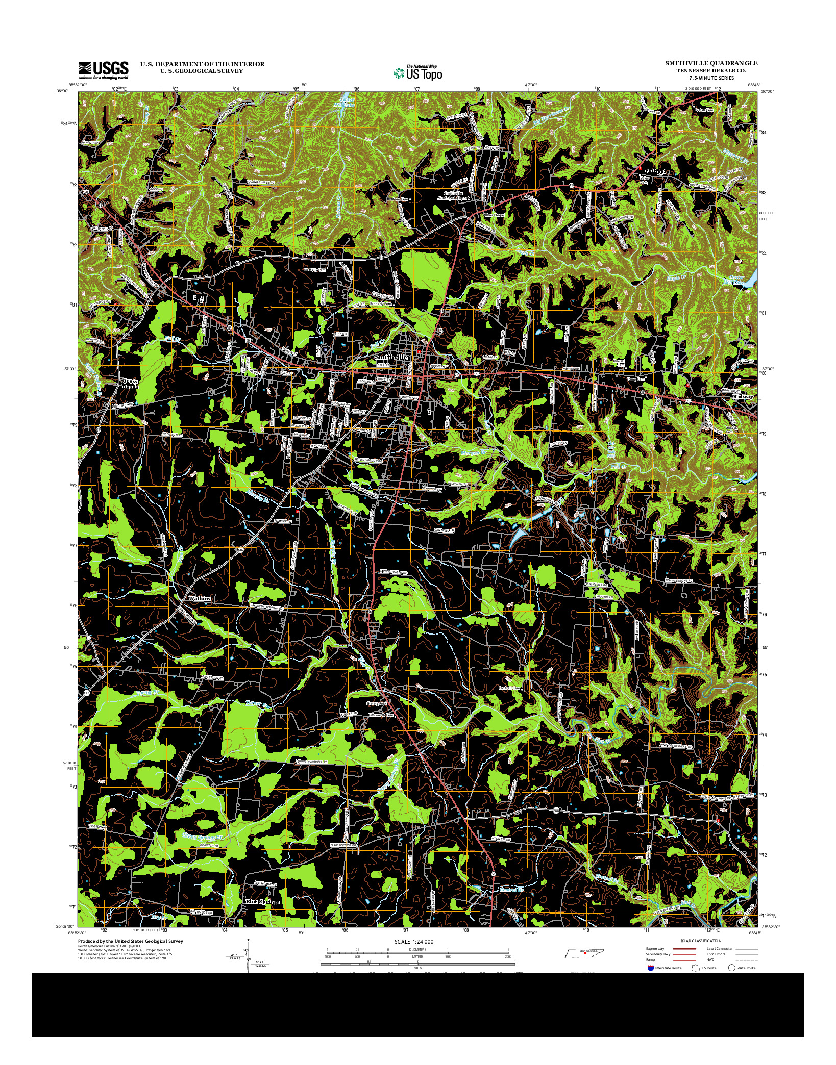 USGS US TOPO 7.5-MINUTE MAP FOR SMITHVILLE, TN 2013