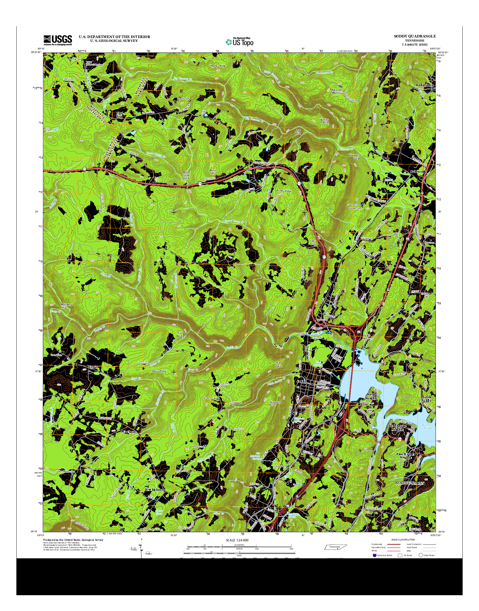 USGS US TOPO 7.5-MINUTE MAP FOR SODDY, TN 2013