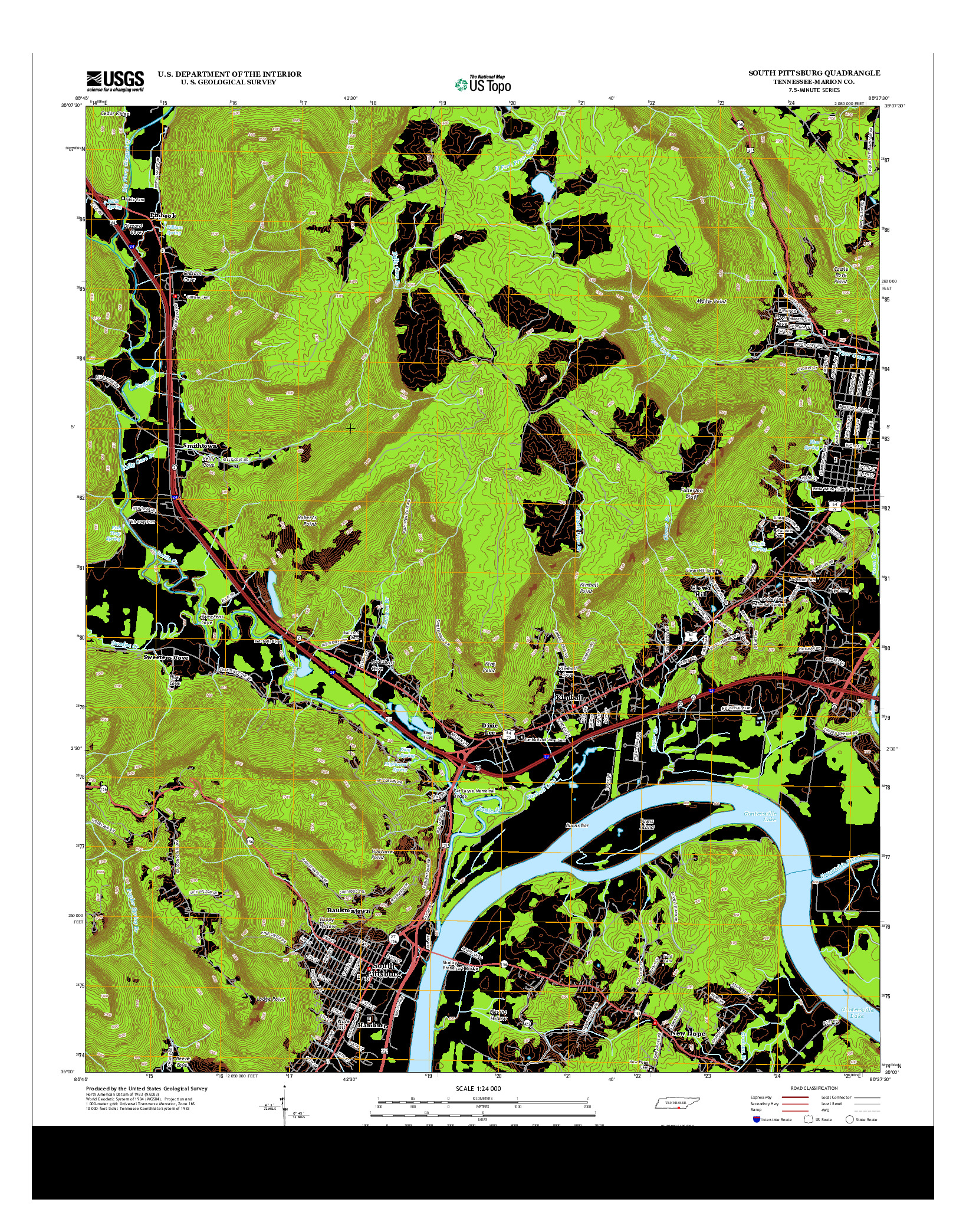 USGS US TOPO 7.5-MINUTE MAP FOR SOUTH PITTSBURG, TN 2013