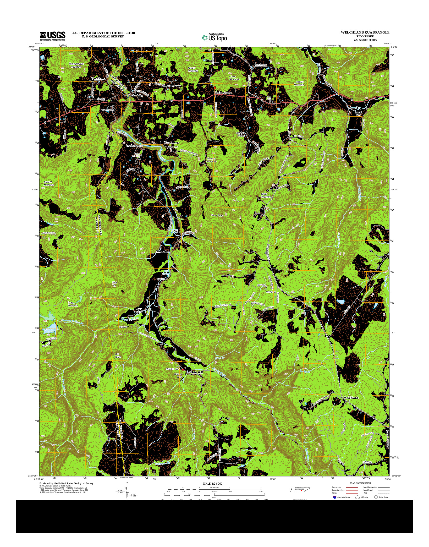 USGS US TOPO 7.5-MINUTE MAP FOR WELCHLAND, TN 2013