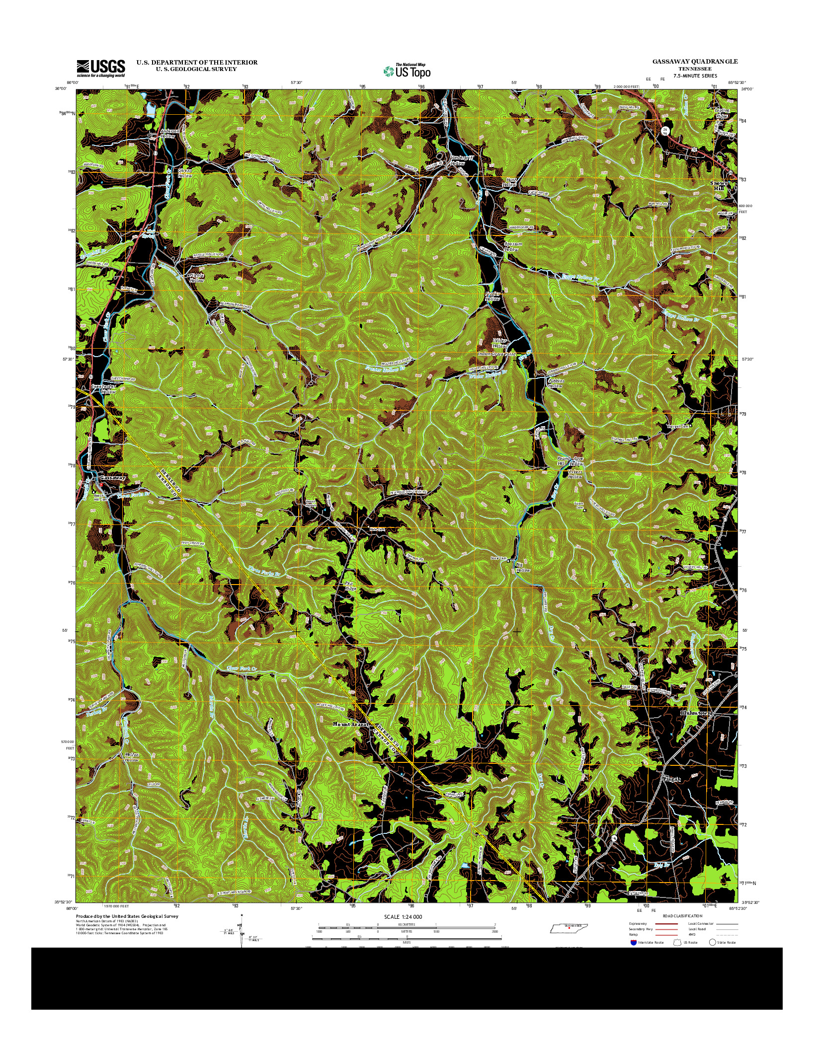 USGS US TOPO 7.5-MINUTE MAP FOR GASSAWAY, TN 2013