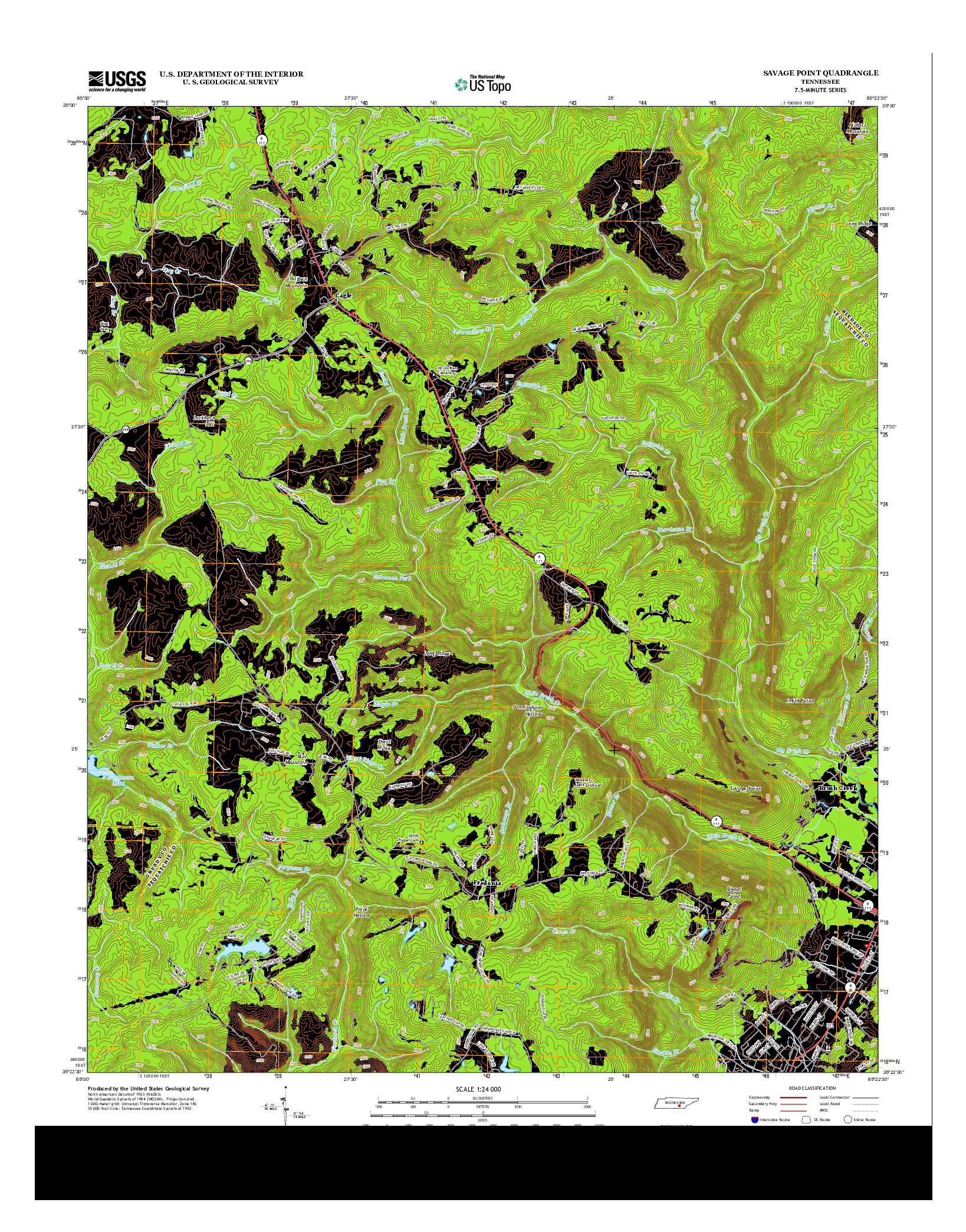 USGS US TOPO 7.5-MINUTE MAP FOR SAVAGE POINT, TN 2013