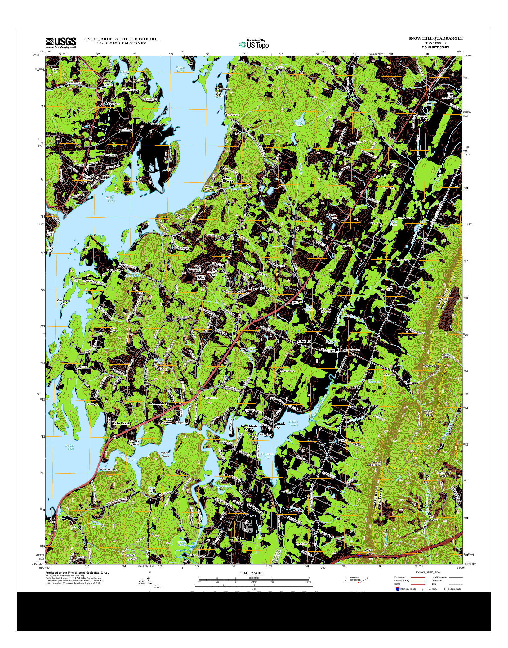 USGS US TOPO 7.5-MINUTE MAP FOR SNOW HILL, TN 2013