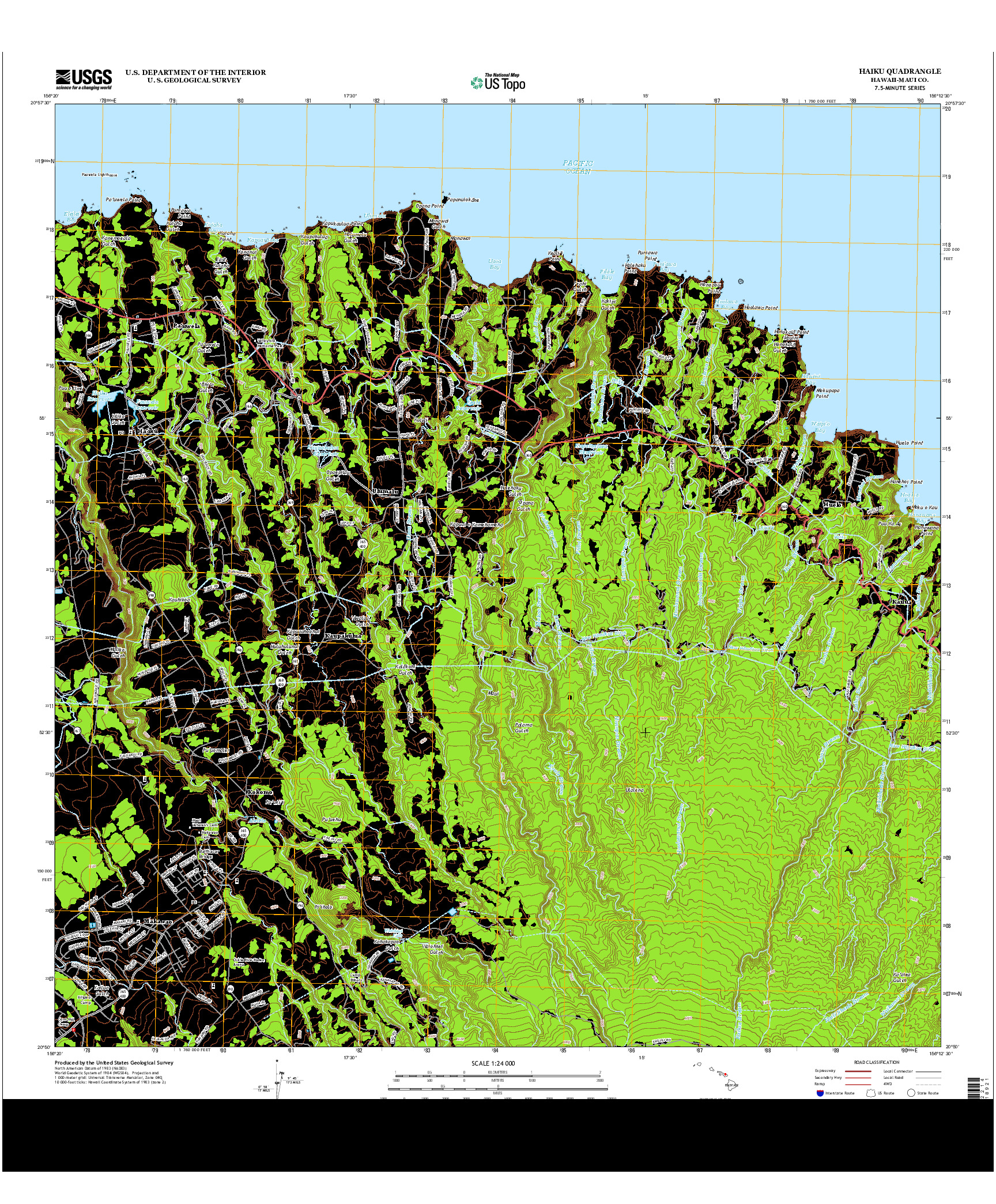USGS US TOPO 7.5-MINUTE MAP FOR HAIKU, HI 2013