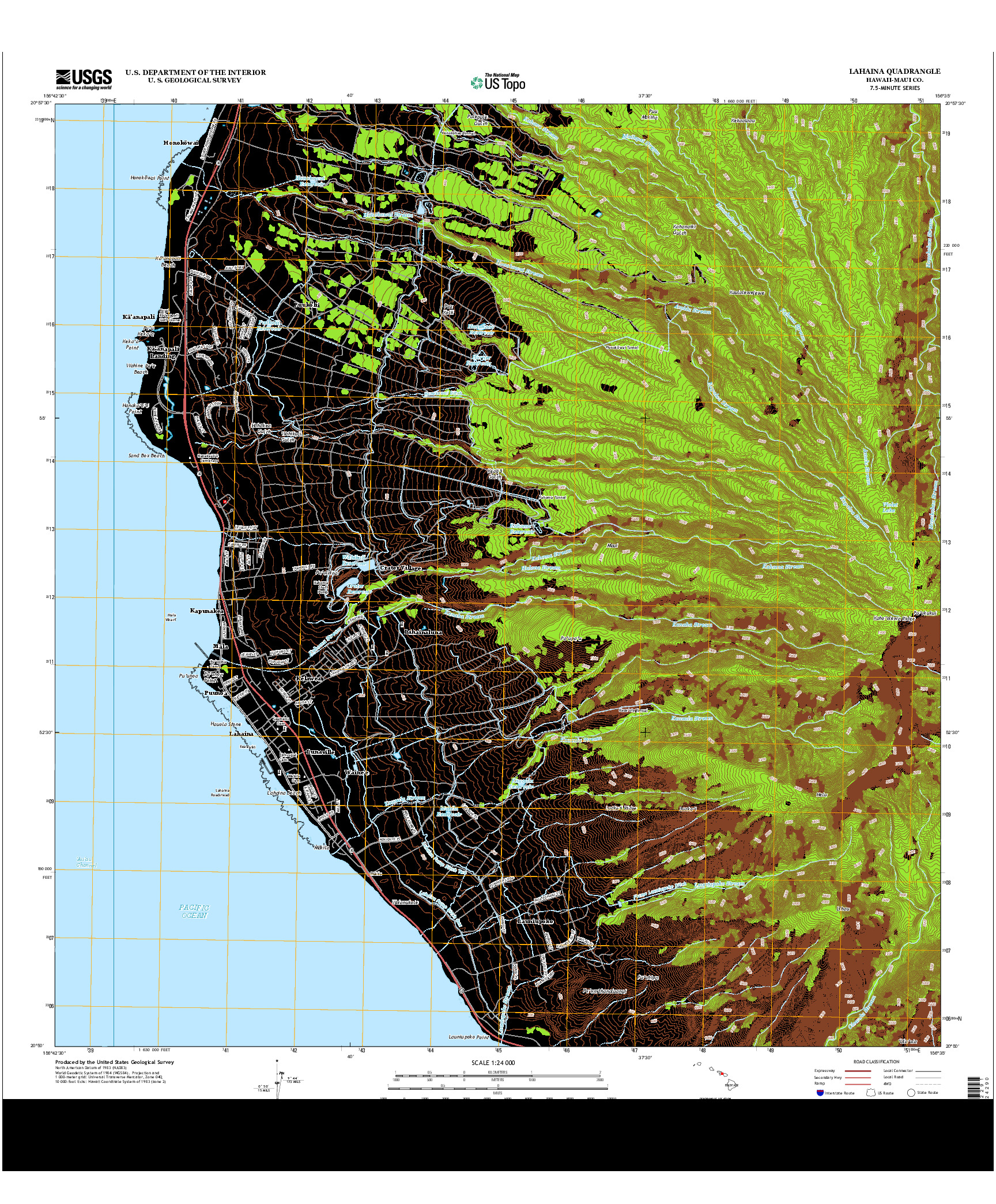 USGS US TOPO 7.5-MINUTE MAP FOR LAHAINA, HI 2013