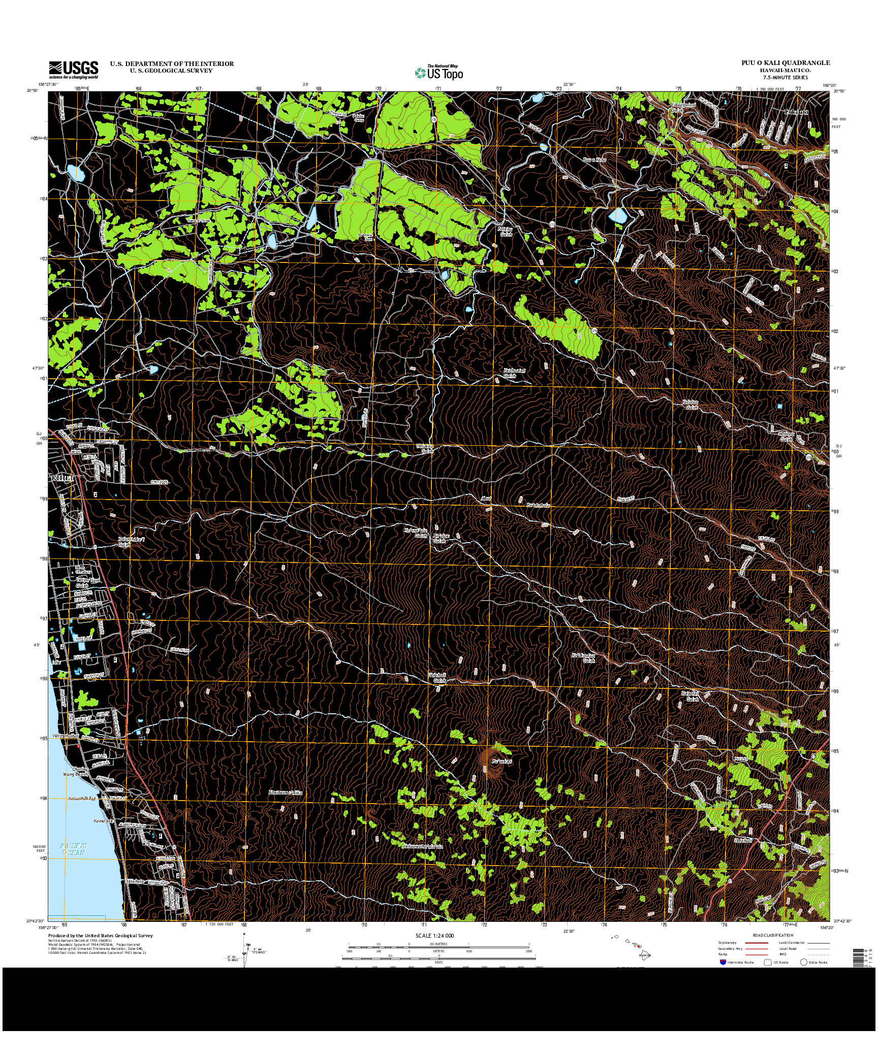 USGS US TOPO 7.5-MINUTE MAP FOR PUU O KALI, HI 2013