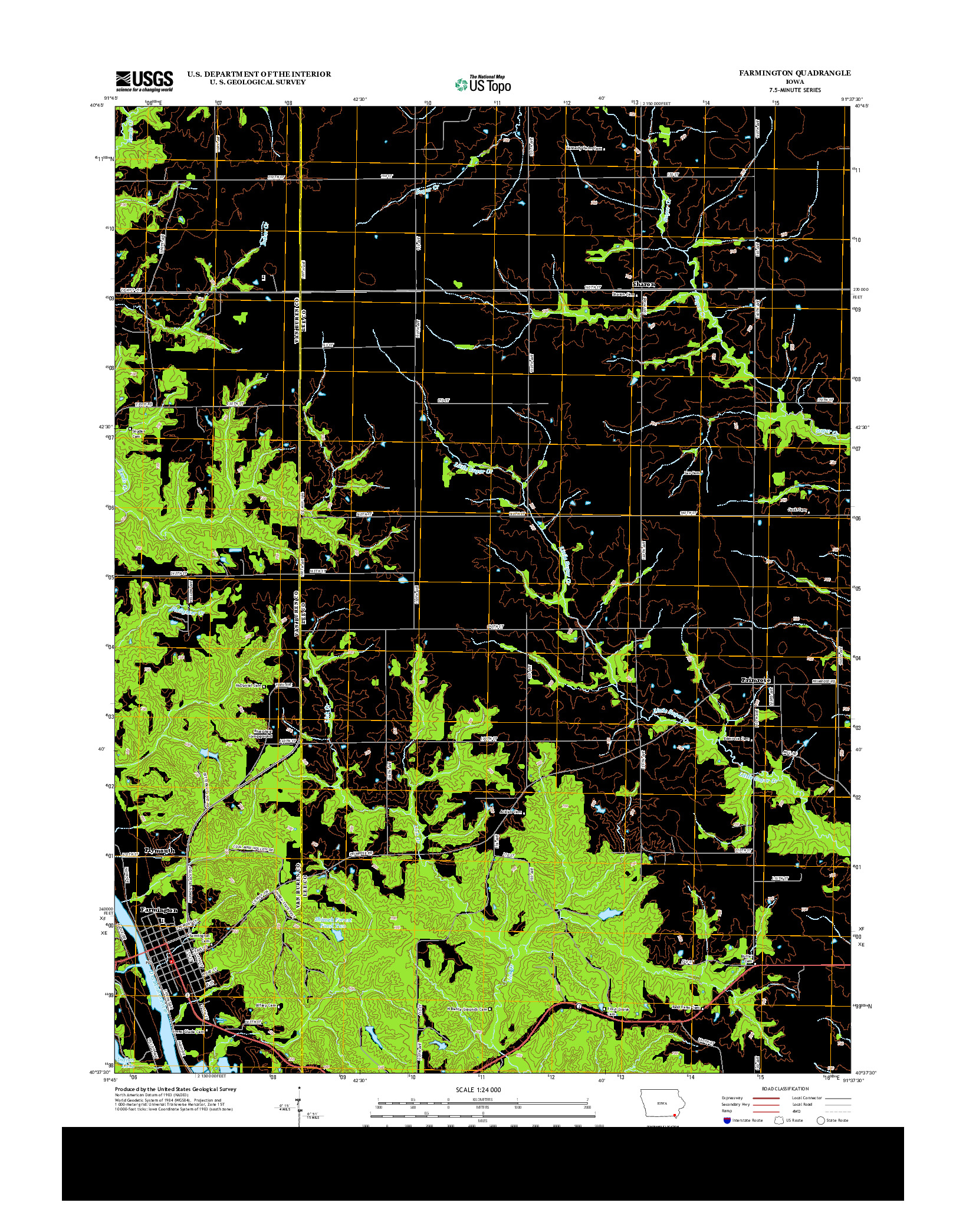 USGS US TOPO 7.5-MINUTE MAP FOR FARMINGTON, IA 2013
