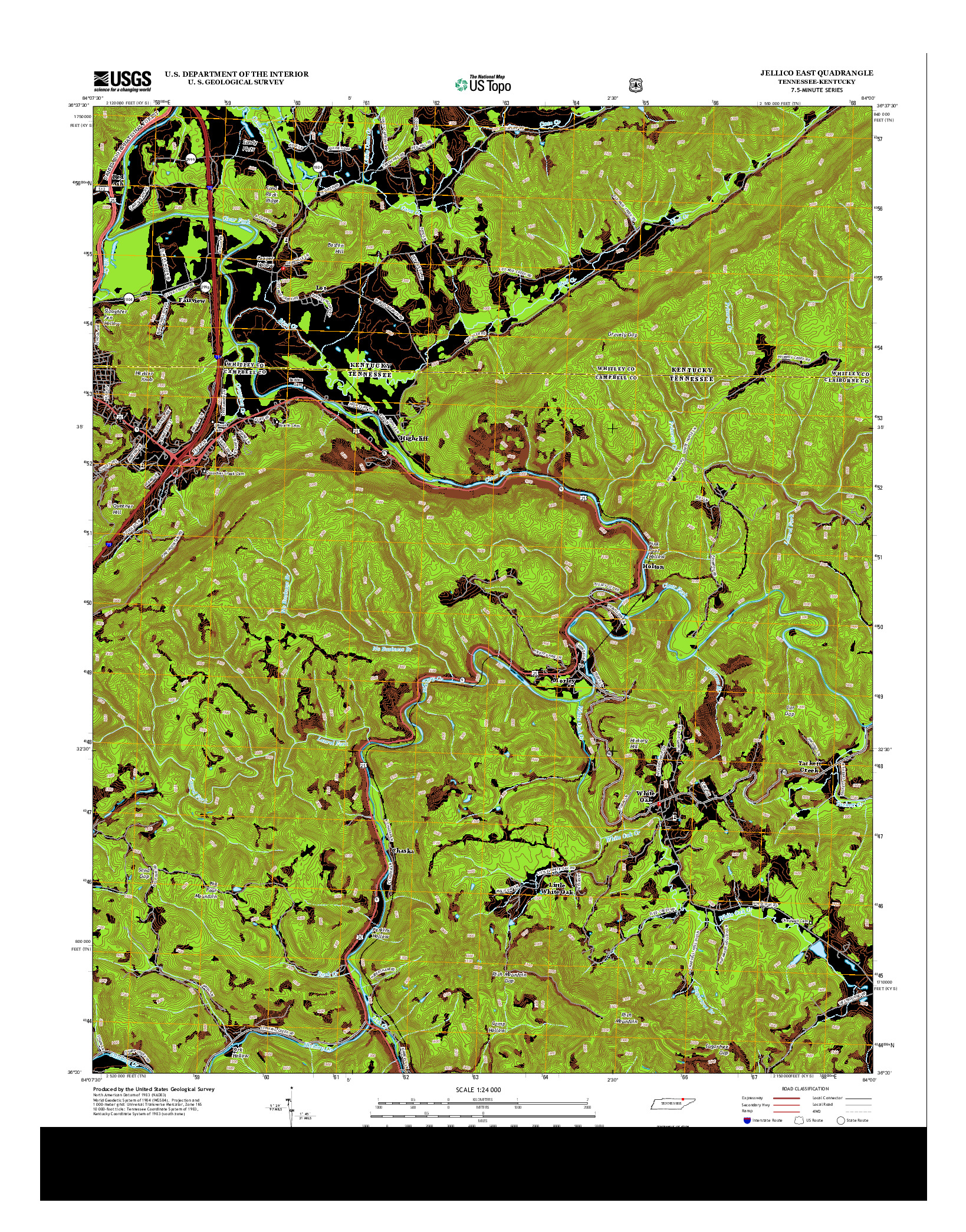 USGS US TOPO 7.5-MINUTE MAP FOR JELLICO EAST, TN-KY 2013
