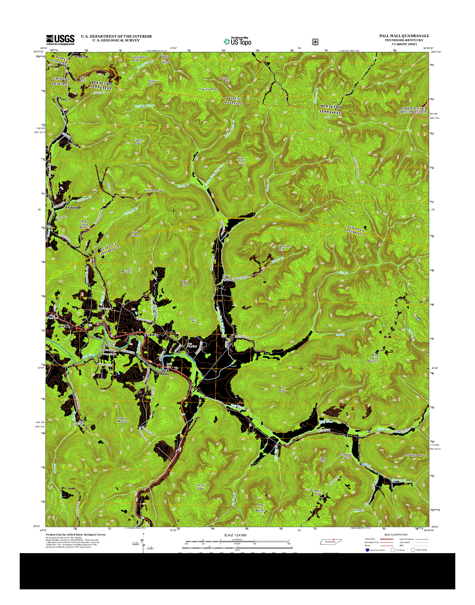 USGS US TOPO 7.5-MINUTE MAP FOR PALL MALL, TN-KY 2013