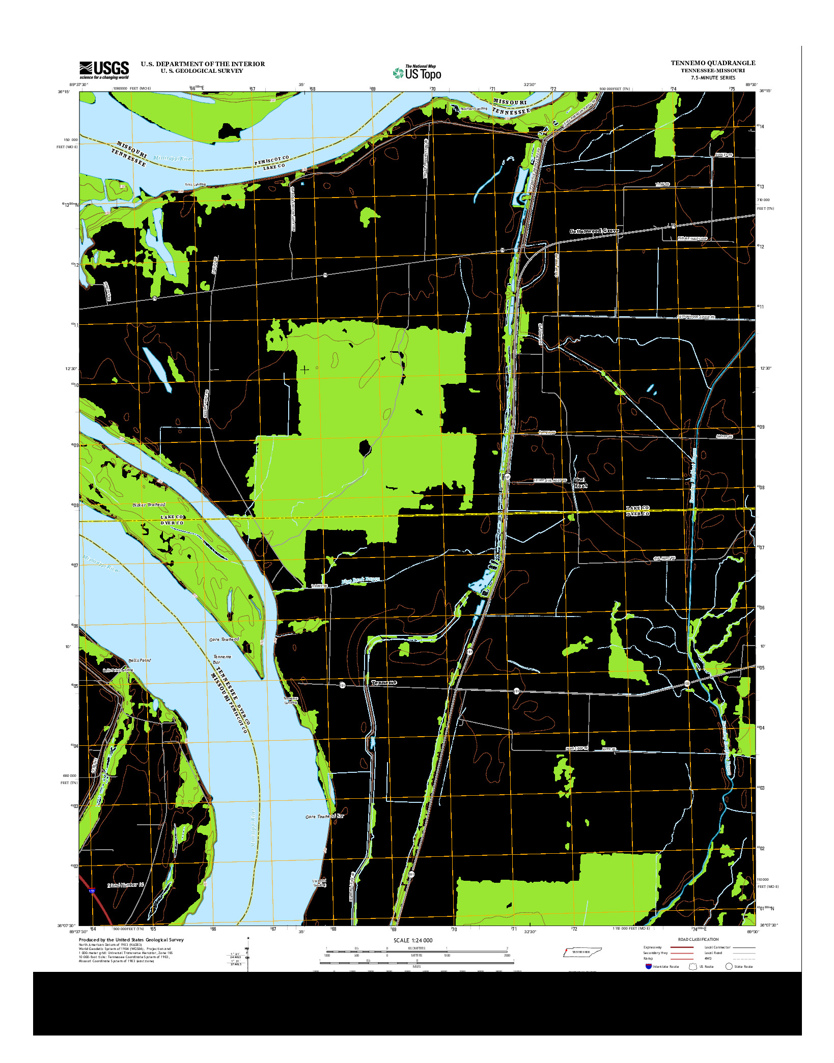 USGS US TOPO 7.5-MINUTE MAP FOR TENNEMO, TN-MO 2013