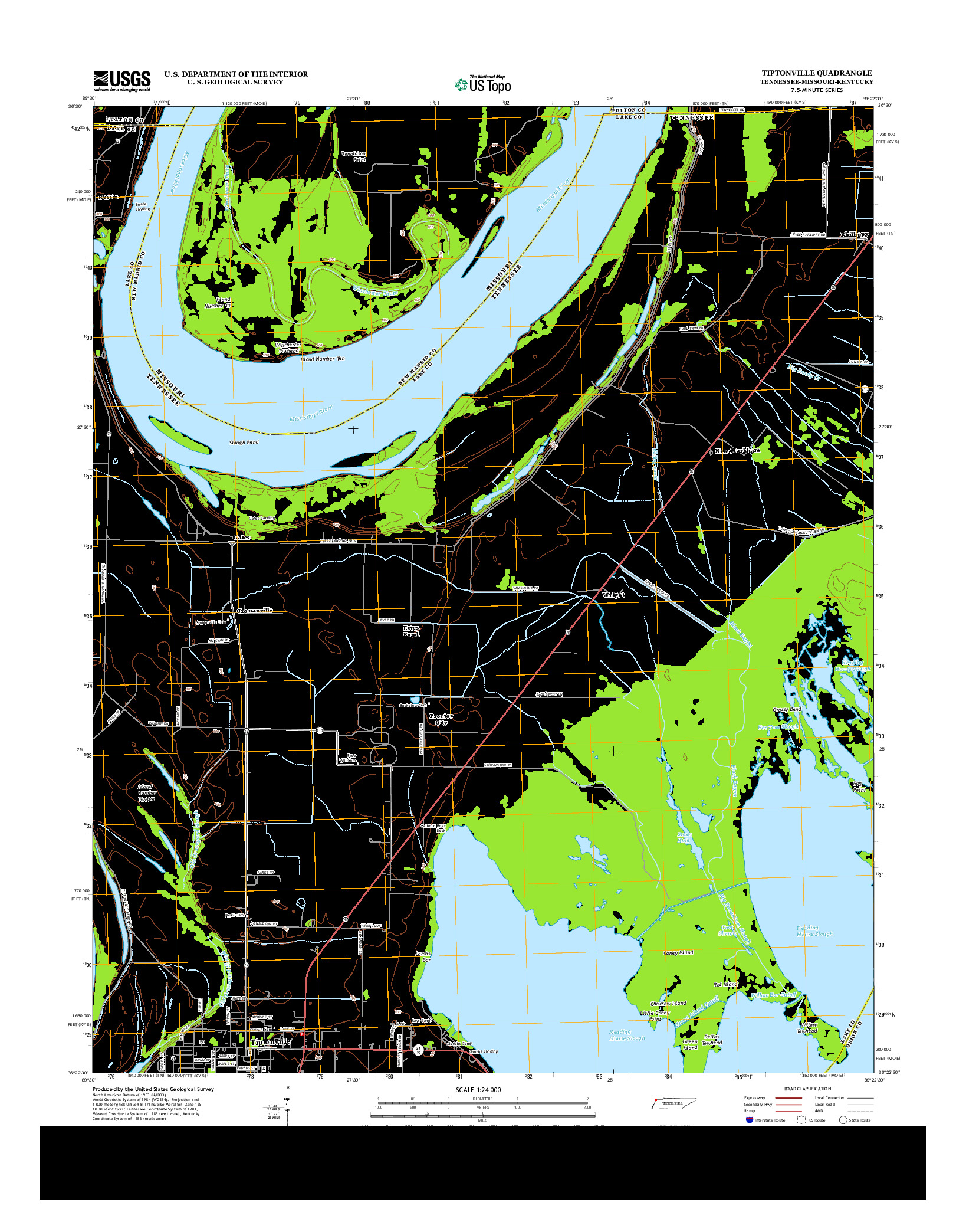 USGS US TOPO 7.5-MINUTE MAP FOR TIPTONVILLE, TN-MO-KY 2013