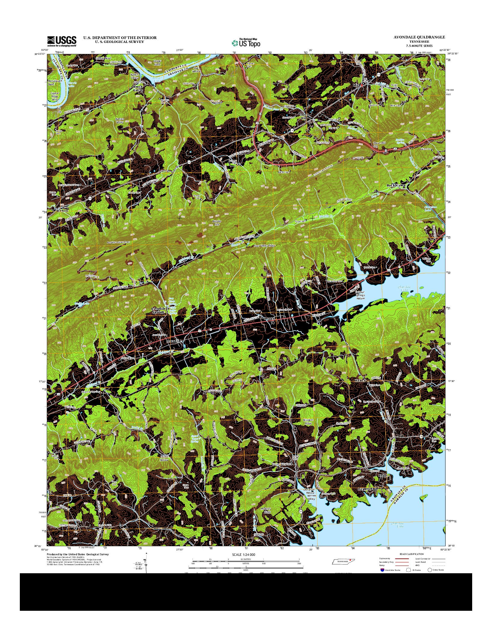 USGS US TOPO 7.5-MINUTE MAP FOR AVONDALE, TN 2013