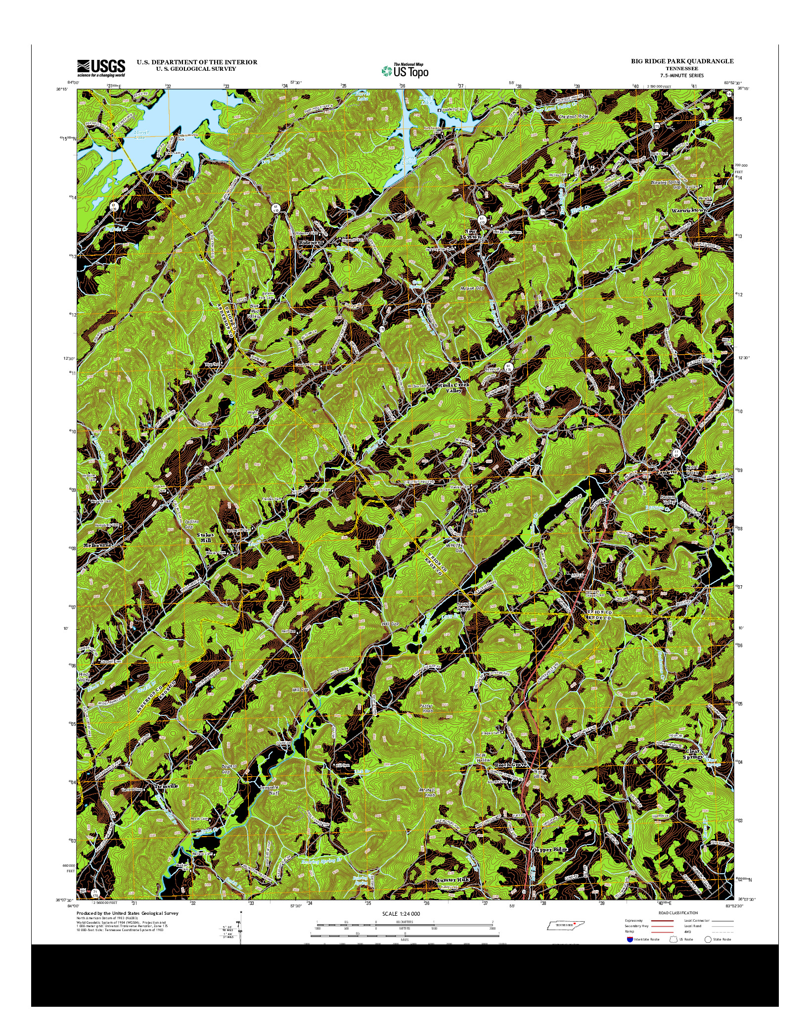 USGS US TOPO 7.5-MINUTE MAP FOR BIG RIDGE PARK, TN 2013