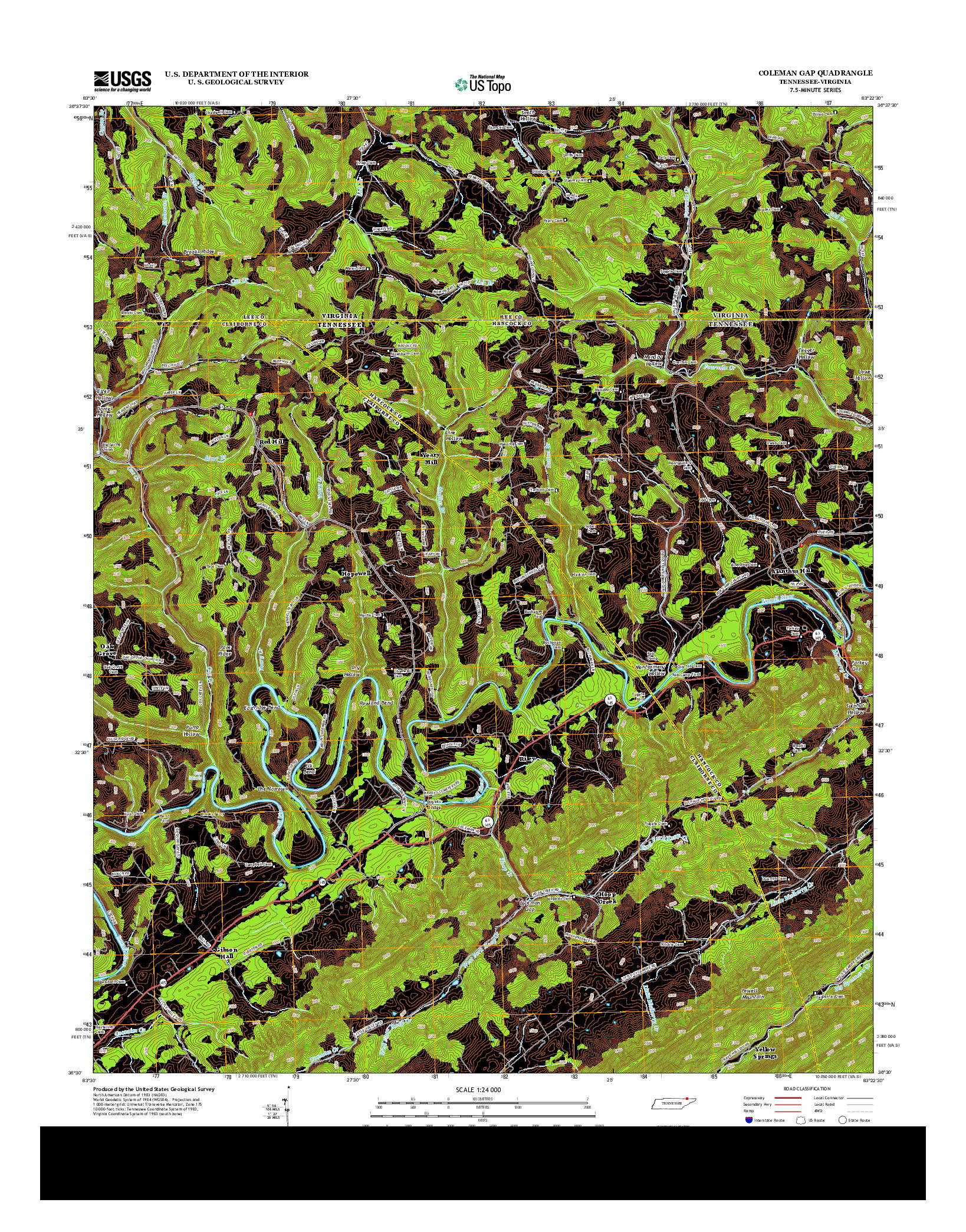 USGS US TOPO 7.5-MINUTE MAP FOR COLEMAN GAP, TN-VA 2013