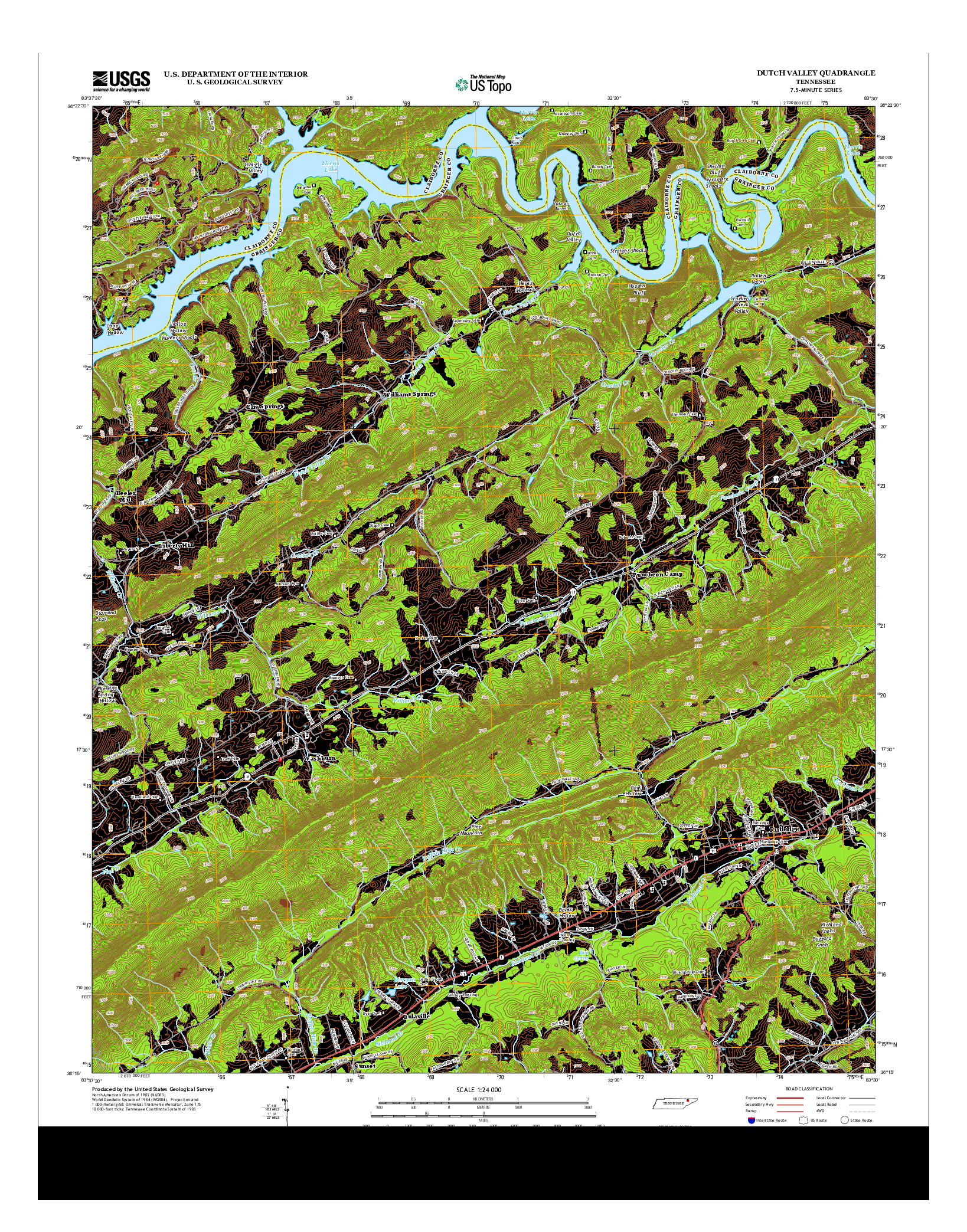 USGS US TOPO 7.5-MINUTE MAP FOR DUTCH VALLEY, TN 2013