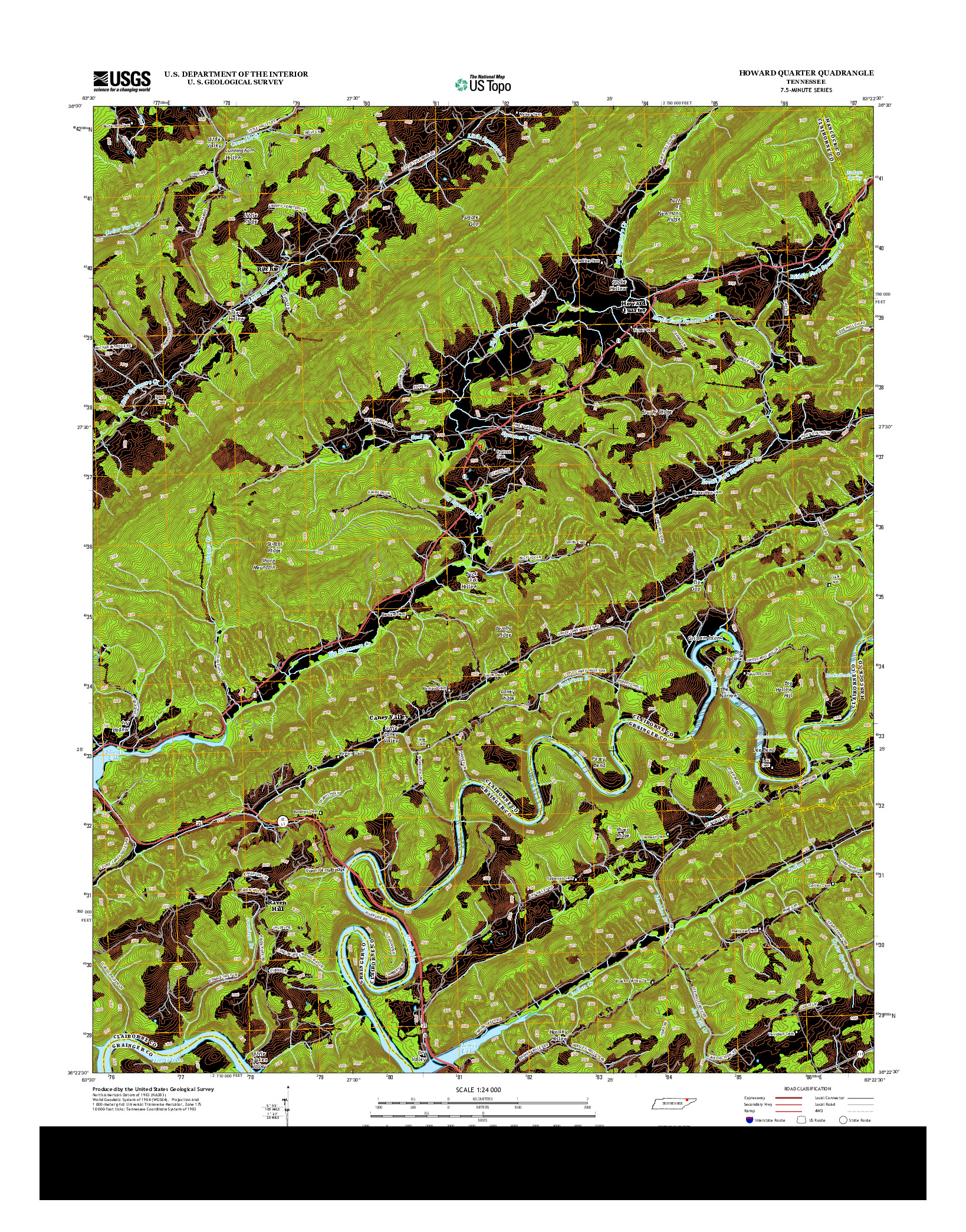 USGS US TOPO 7.5-MINUTE MAP FOR HOWARD QUARTER, TN 2013