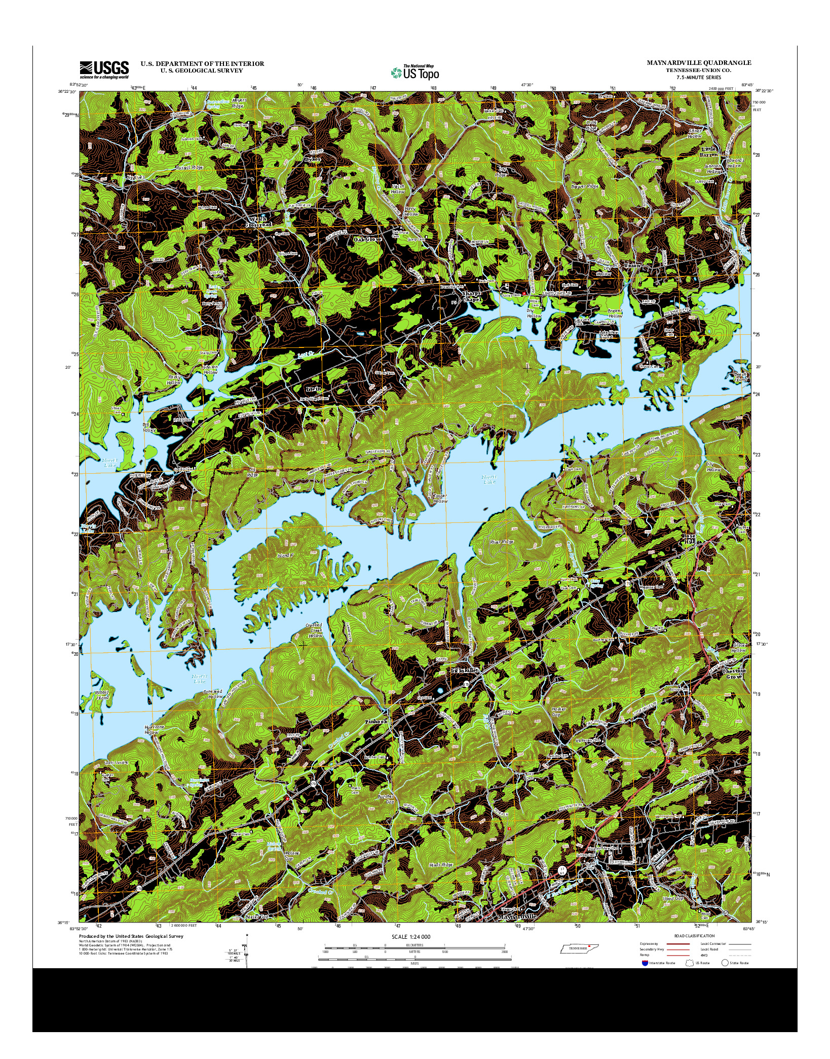 USGS US TOPO 7.5-MINUTE MAP FOR MAYNARDVILLE, TN 2013