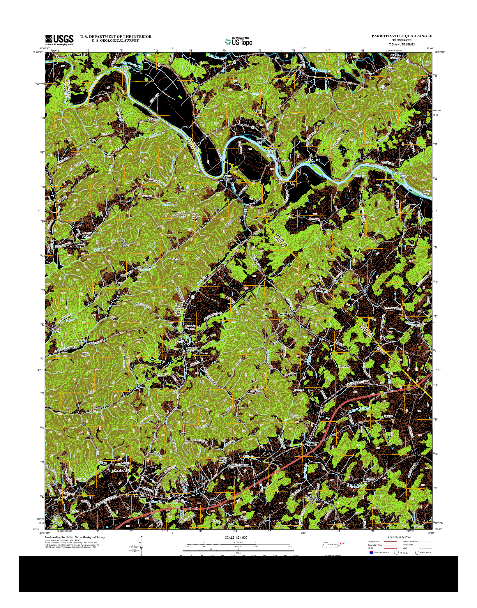 USGS US TOPO 7.5-MINUTE MAP FOR PARROTTSVILLE, TN 2013