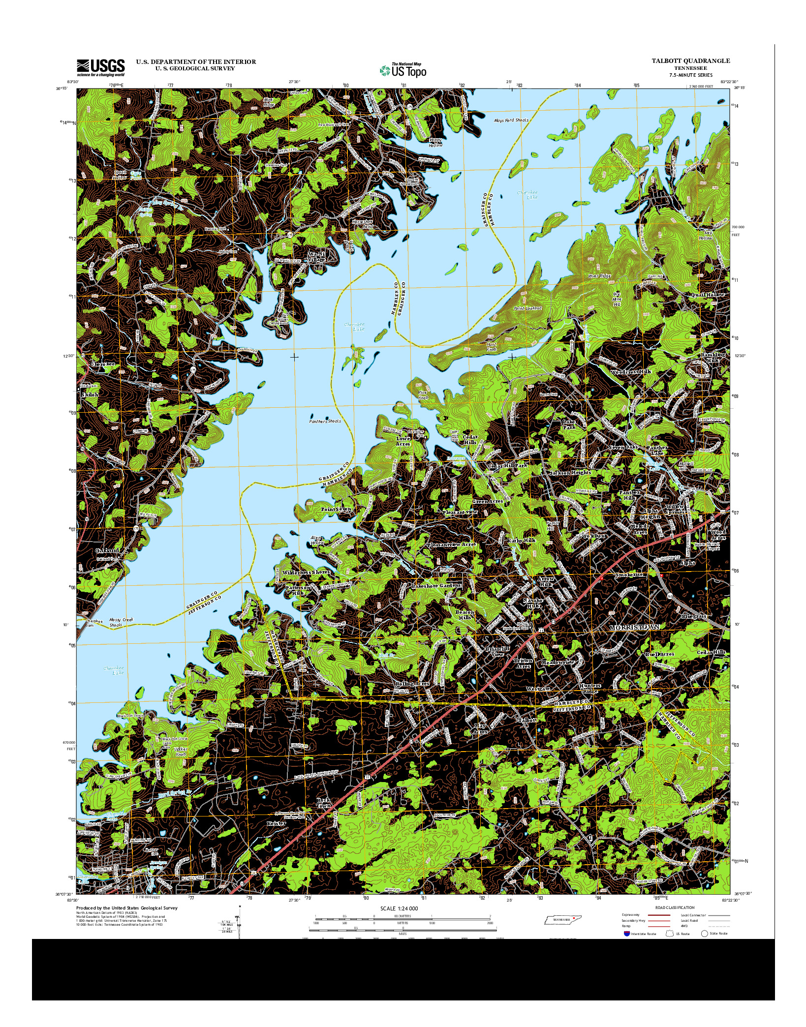 USGS US TOPO 7.5-MINUTE MAP FOR TALBOTT, TN 2013