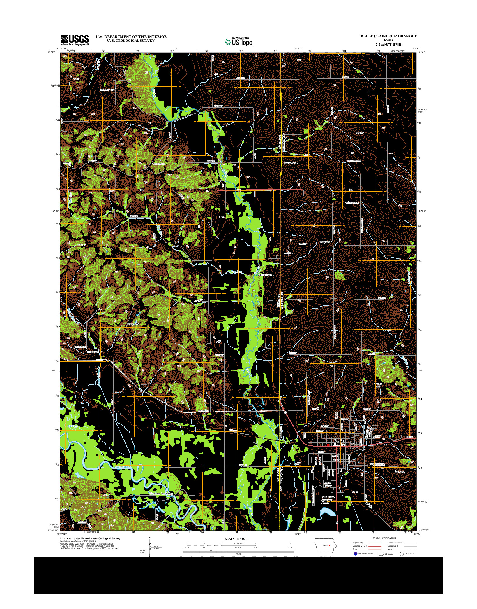USGS US TOPO 7.5-MINUTE MAP FOR BELLE PLAINE, IA 2013