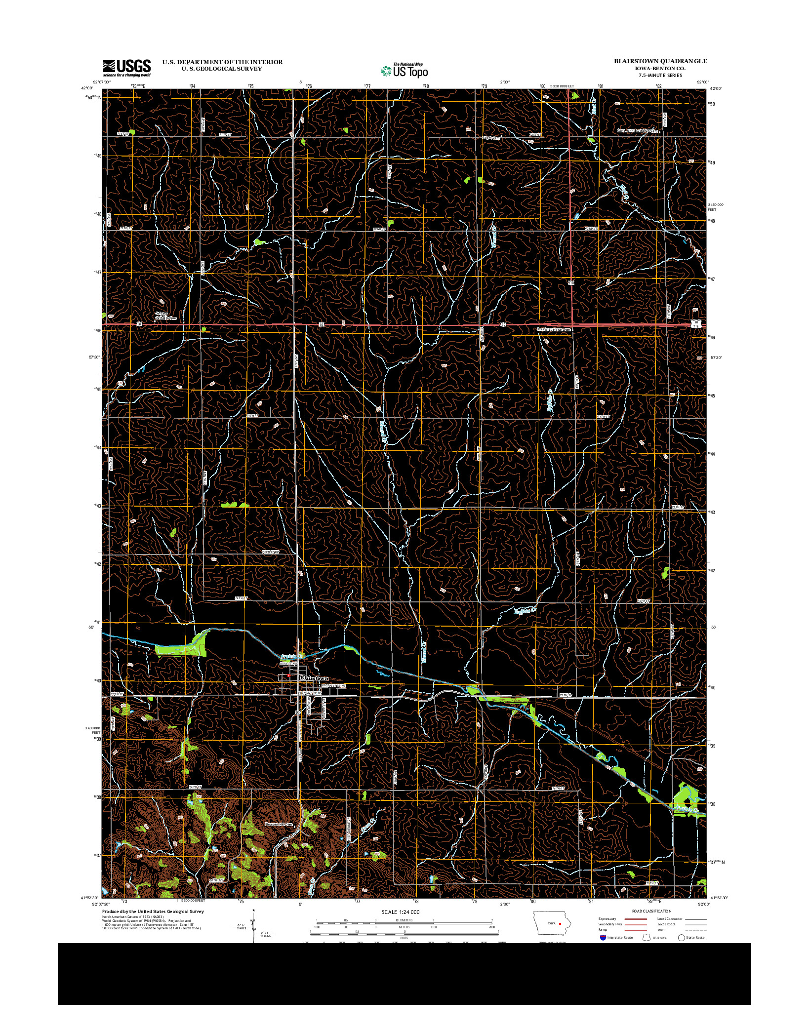 USGS US TOPO 7.5-MINUTE MAP FOR BLAIRSTOWN, IA 2013