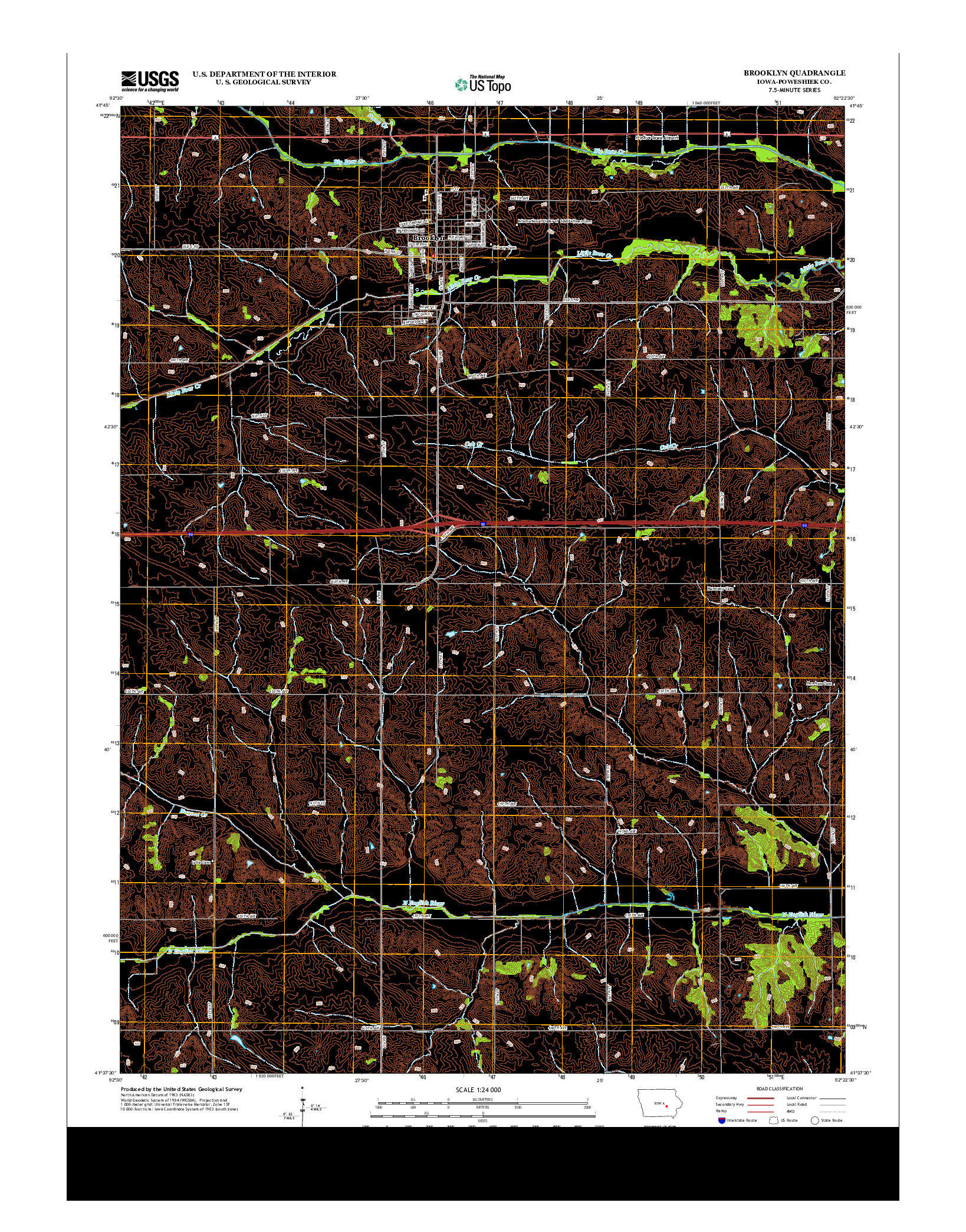 USGS US TOPO 7.5-MINUTE MAP FOR BROOKLYN, IA 2013