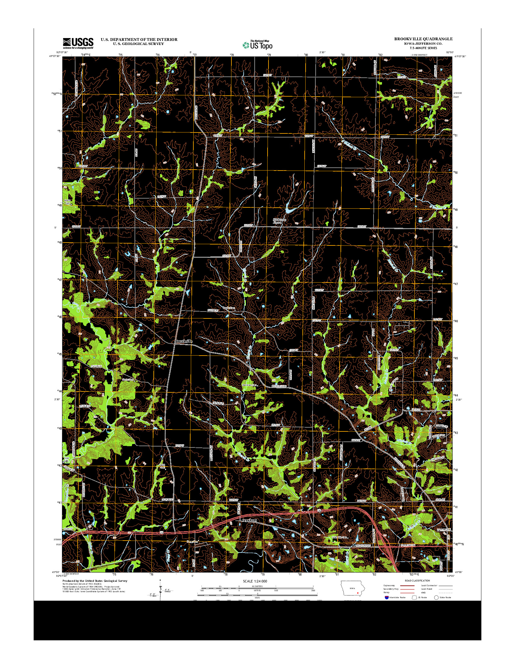 USGS US TOPO 7.5-MINUTE MAP FOR BROOKVILLE, IA 2013