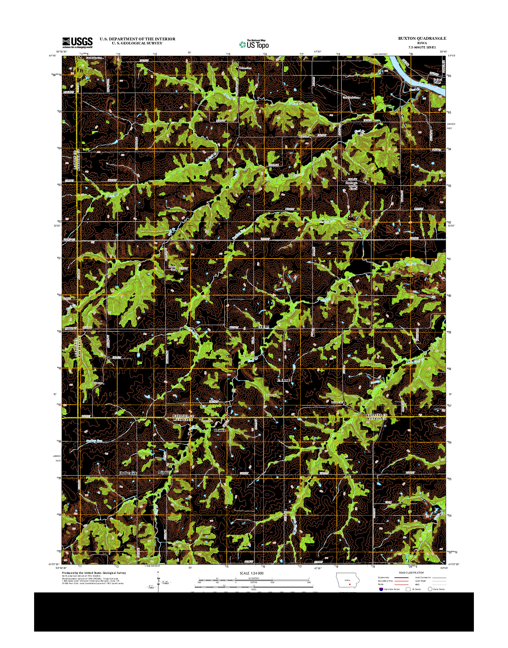 USGS US TOPO 7.5-MINUTE MAP FOR BUXTON, IA 2013