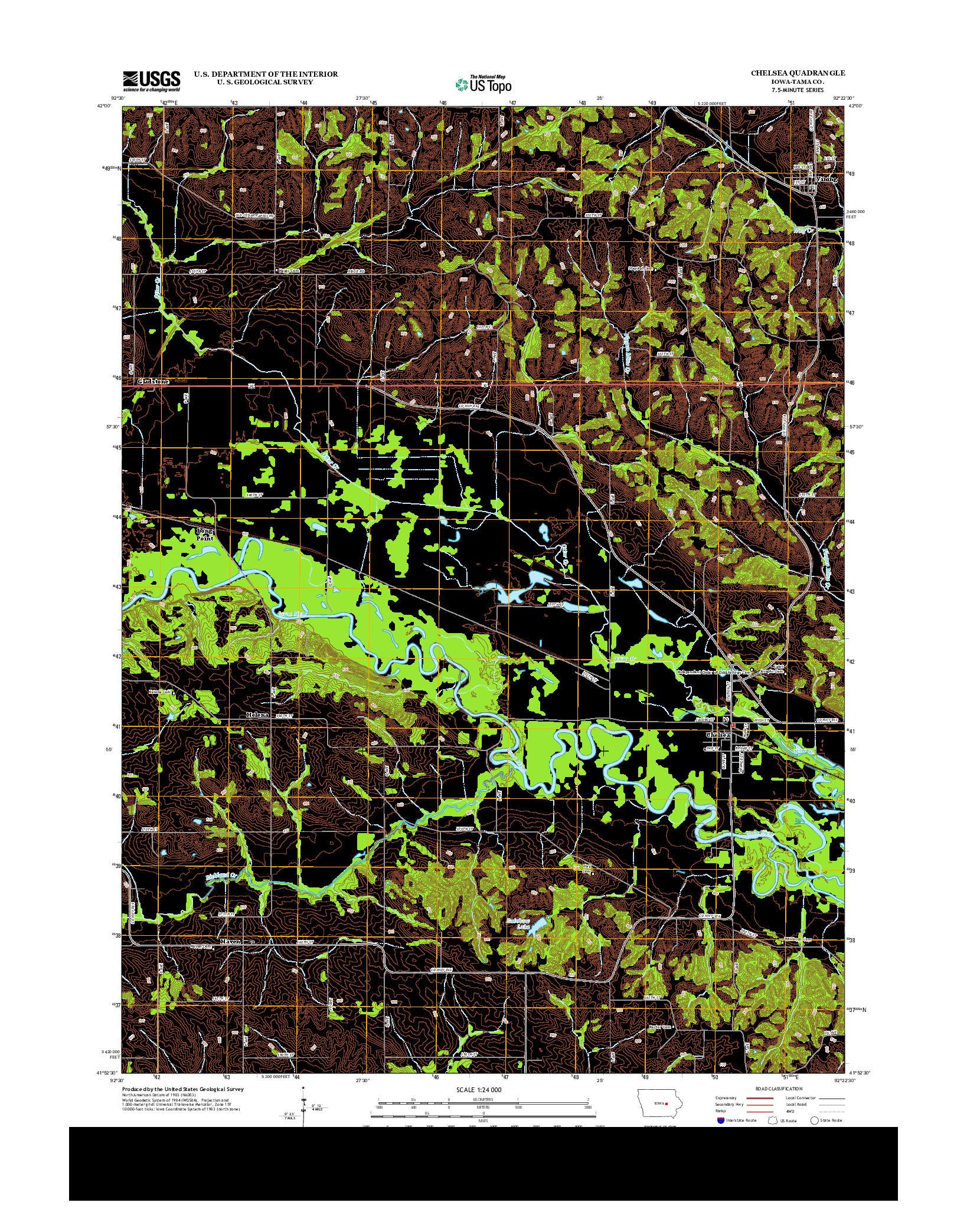 USGS US TOPO 7.5-MINUTE MAP FOR CHELSEA, IA 2013