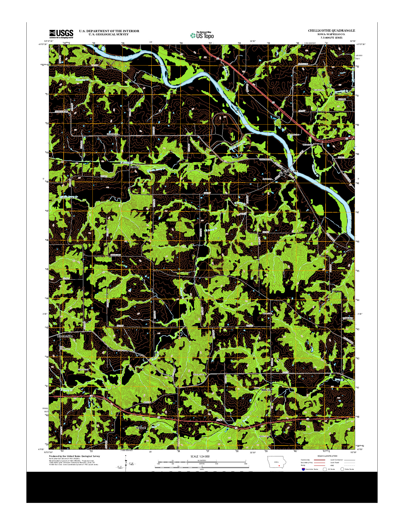 USGS US TOPO 7.5-MINUTE MAP FOR CHILLICOTHE, IA 2013