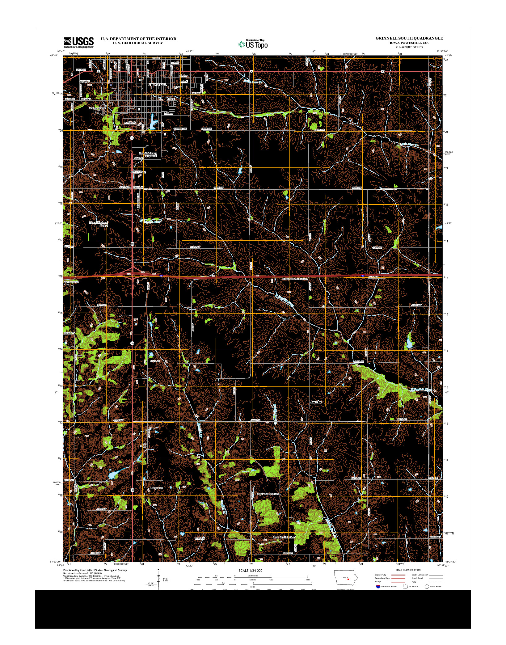 USGS US TOPO 7.5-MINUTE MAP FOR GRINNELL SOUTH, IA 2013