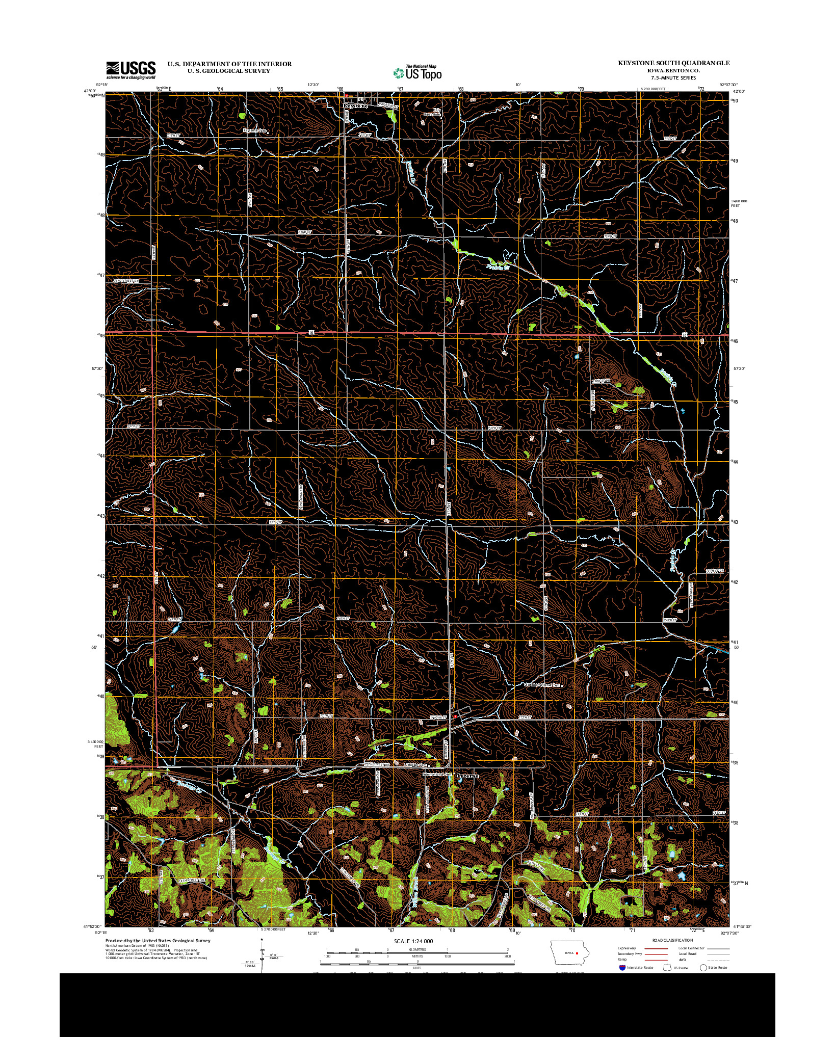 USGS US TOPO 7.5-MINUTE MAP FOR KEYSTONE SOUTH, IA 2013