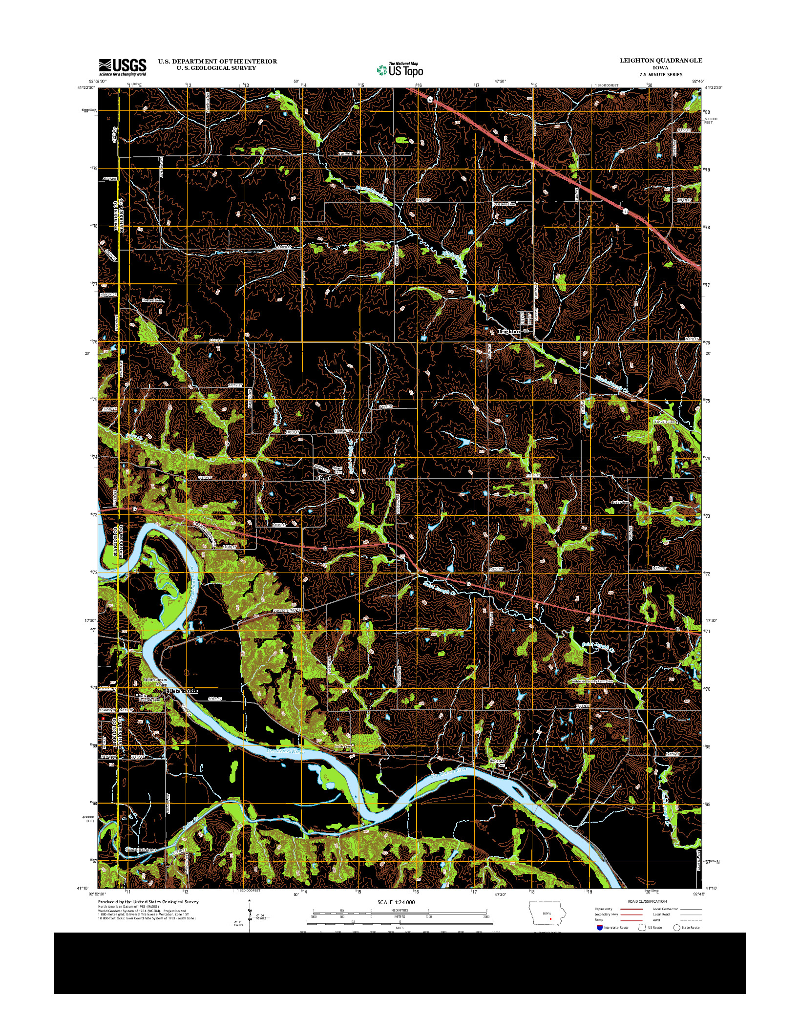 USGS US TOPO 7.5-MINUTE MAP FOR LEIGHTON, IA 2013