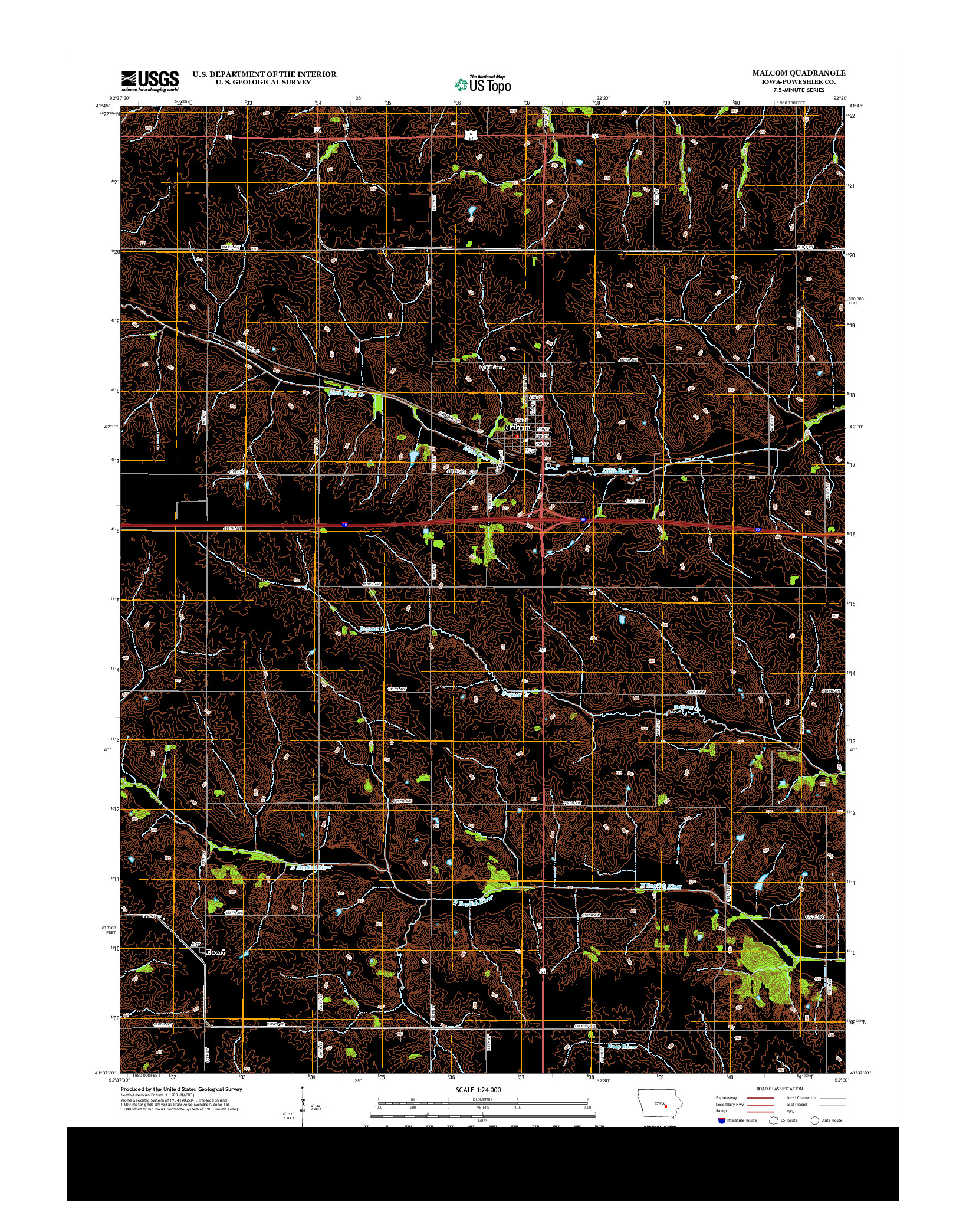 USGS US TOPO 7.5-MINUTE MAP FOR MALCOM, IA 2013