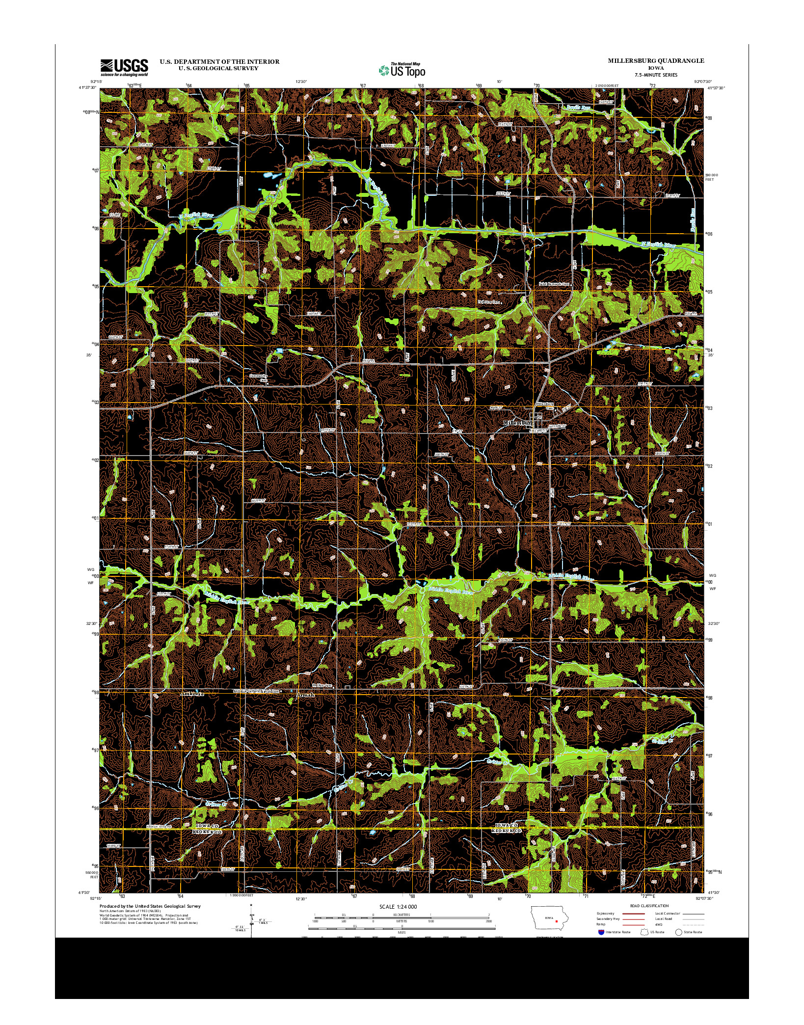 USGS US TOPO 7.5-MINUTE MAP FOR MILLERSBURG, IA 2013