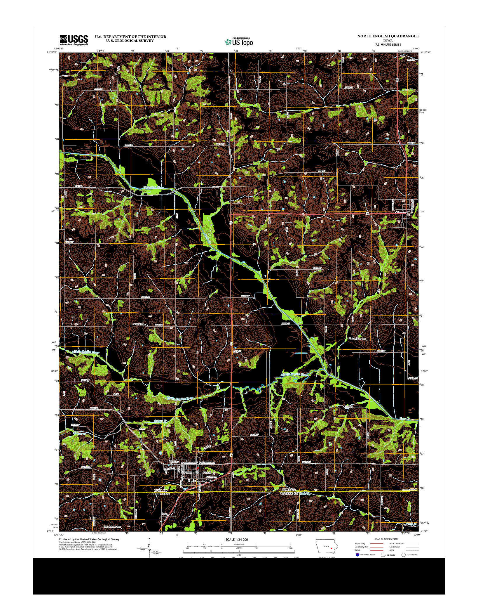 USGS US TOPO 7.5-MINUTE MAP FOR NORTH ENGLISH, IA 2013