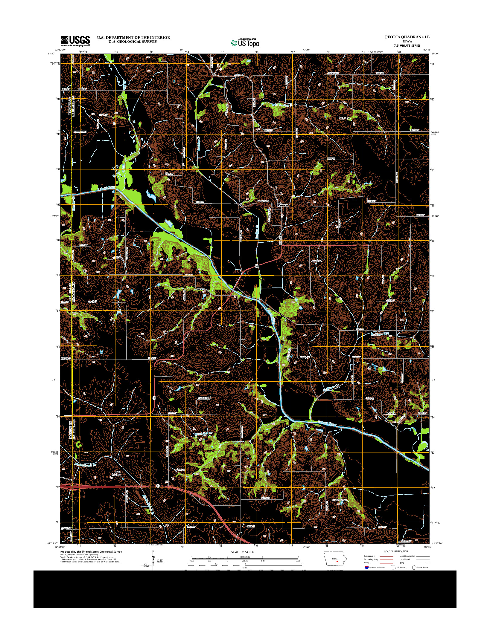 USGS US TOPO 7.5-MINUTE MAP FOR PEORIA, IA 2013