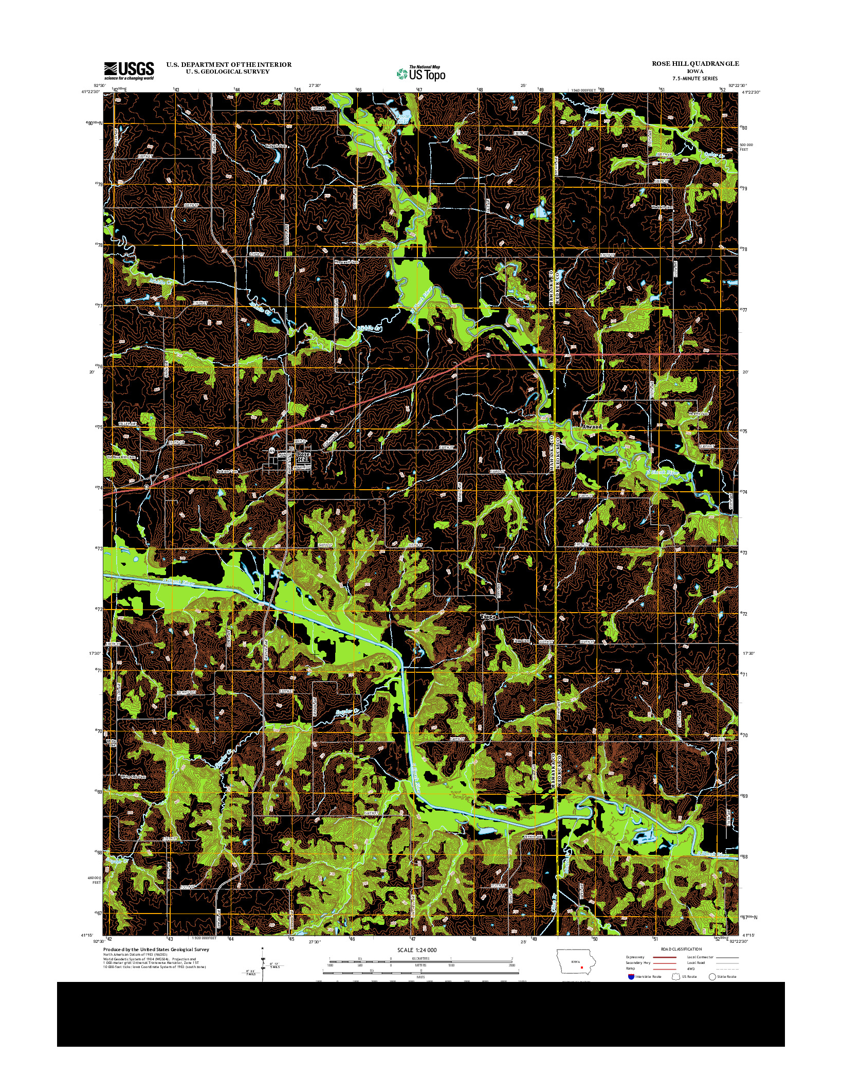 USGS US TOPO 7.5-MINUTE MAP FOR ROSE HILL, IA 2013