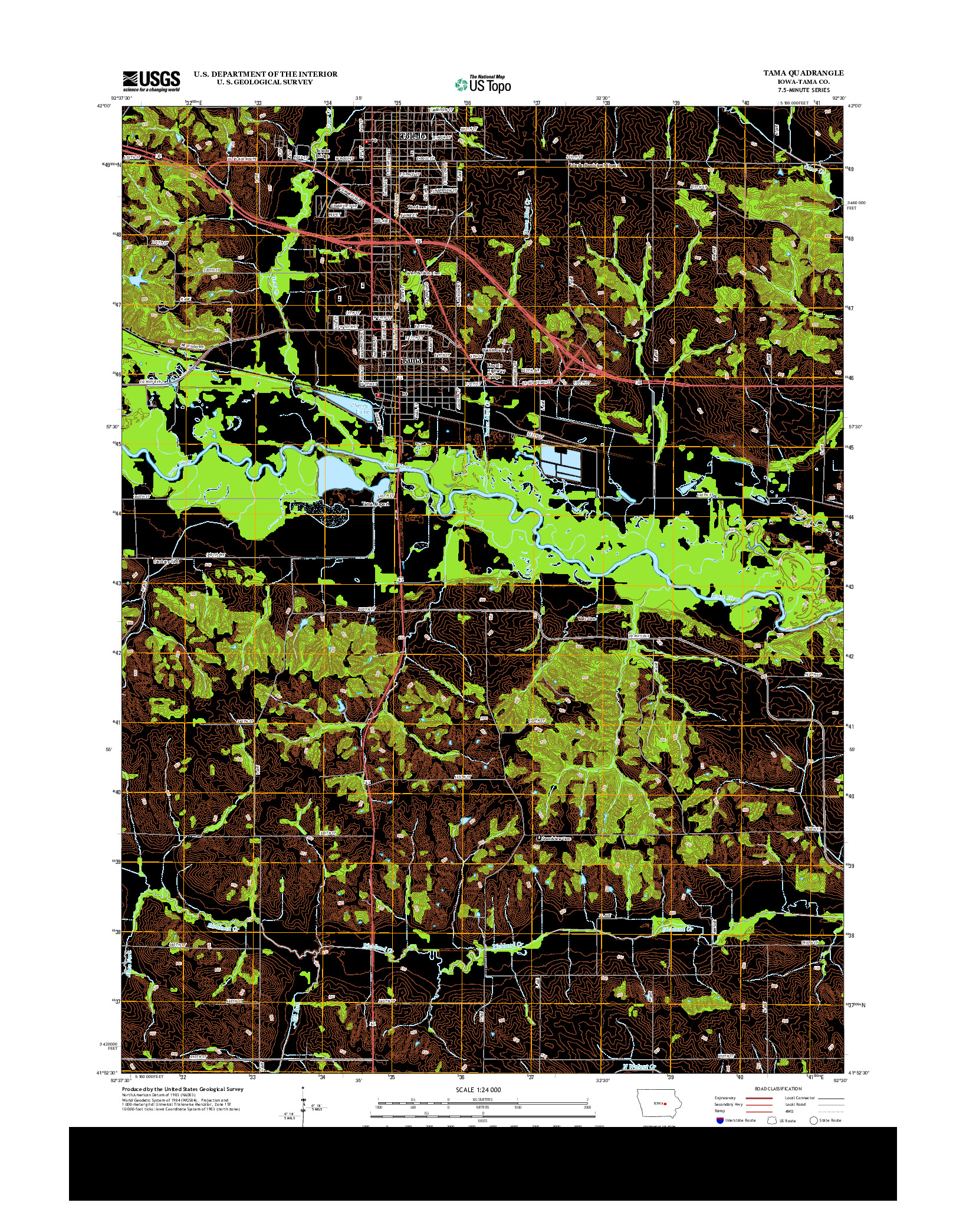 USGS US TOPO 7.5-MINUTE MAP FOR TAMA, IA 2013