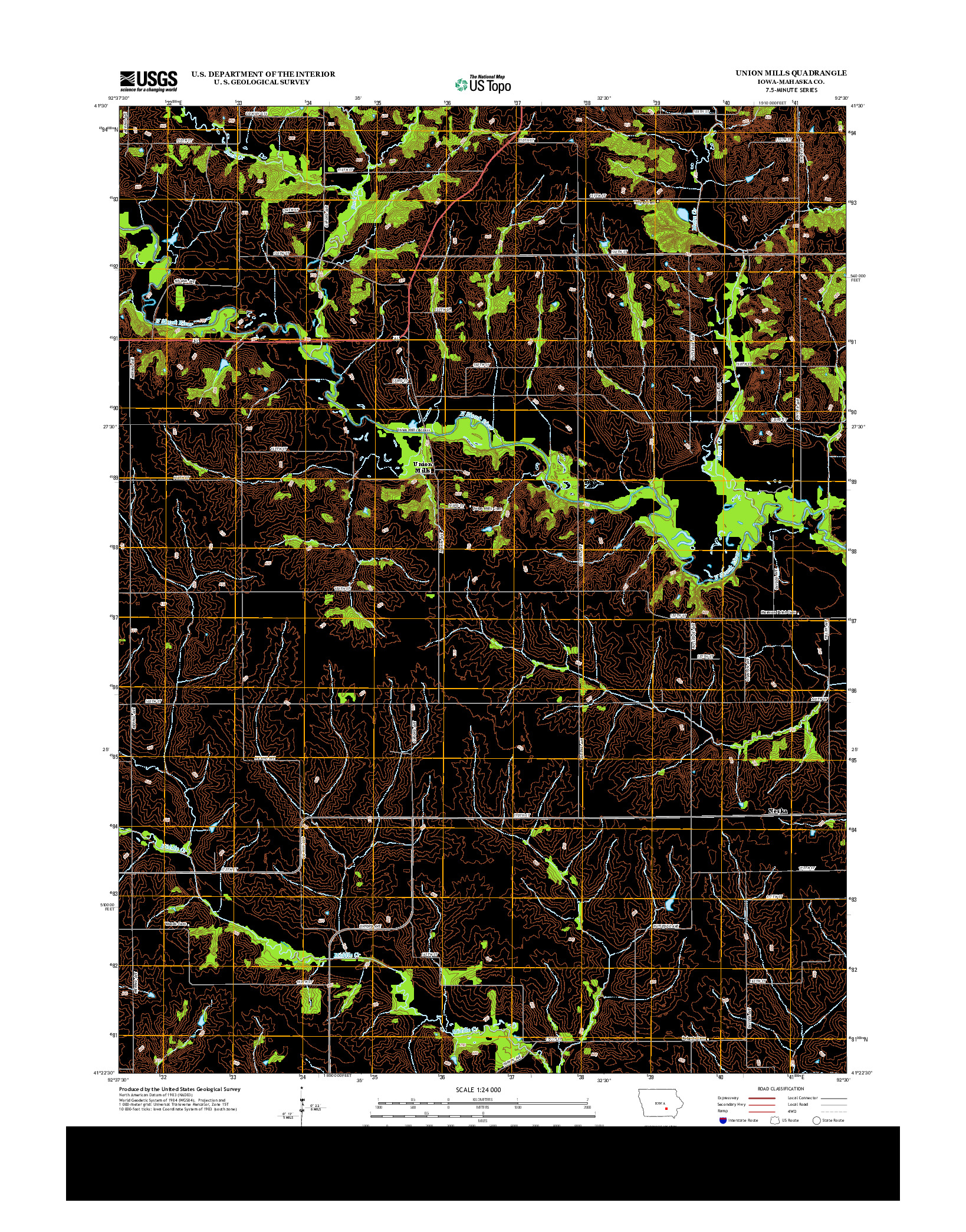 USGS US TOPO 7.5-MINUTE MAP FOR UNION MILLS, IA 2013