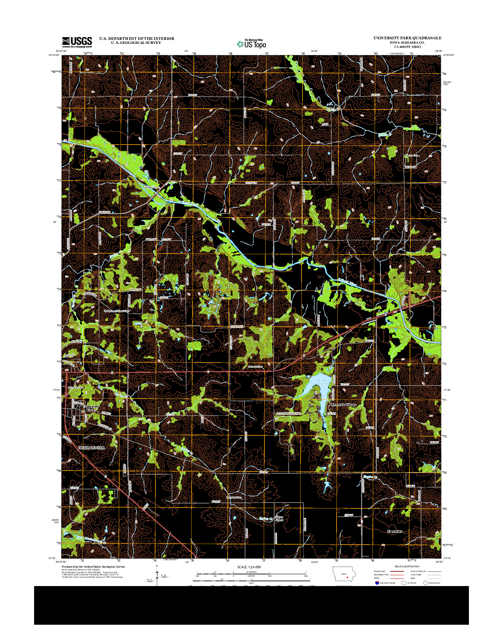 USGS US TOPO 7.5-MINUTE MAP FOR UNIVERSITY PARK, IA 2013