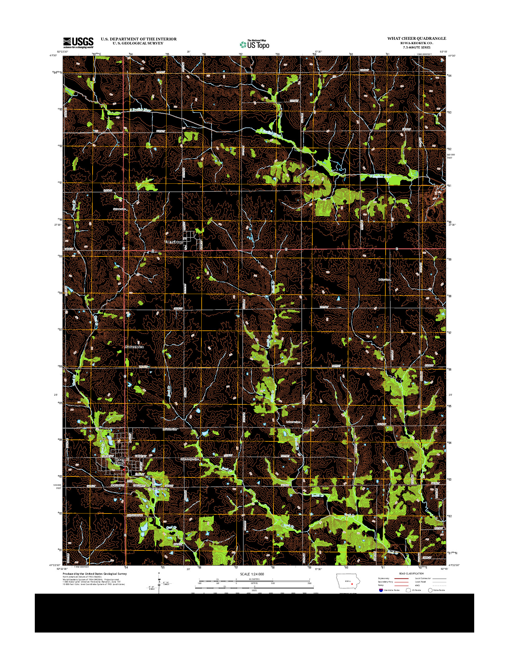 USGS US TOPO 7.5-MINUTE MAP FOR WHAT CHEER, IA 2013