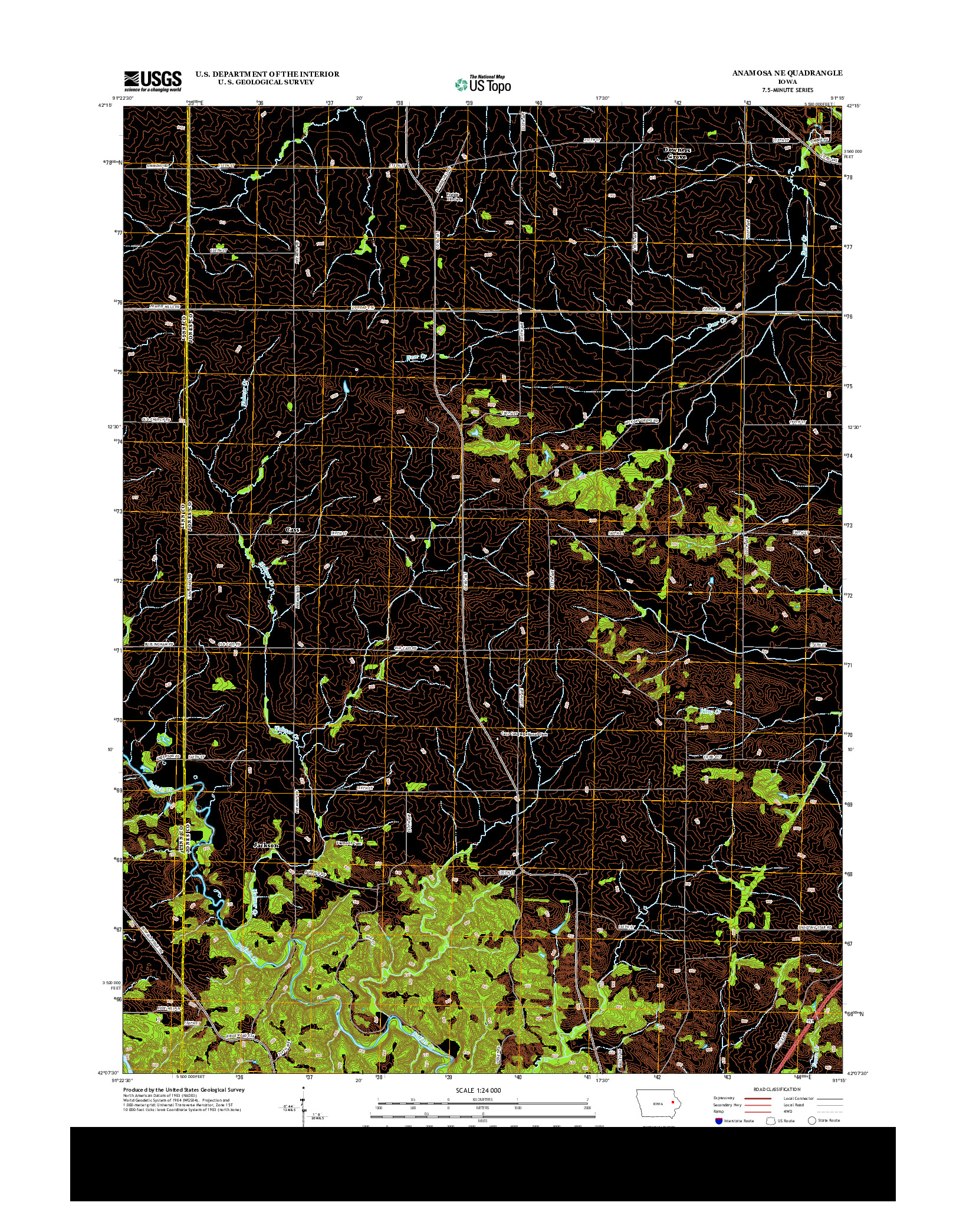 USGS US TOPO 7.5-MINUTE MAP FOR ANAMOSA NE, IA 2013