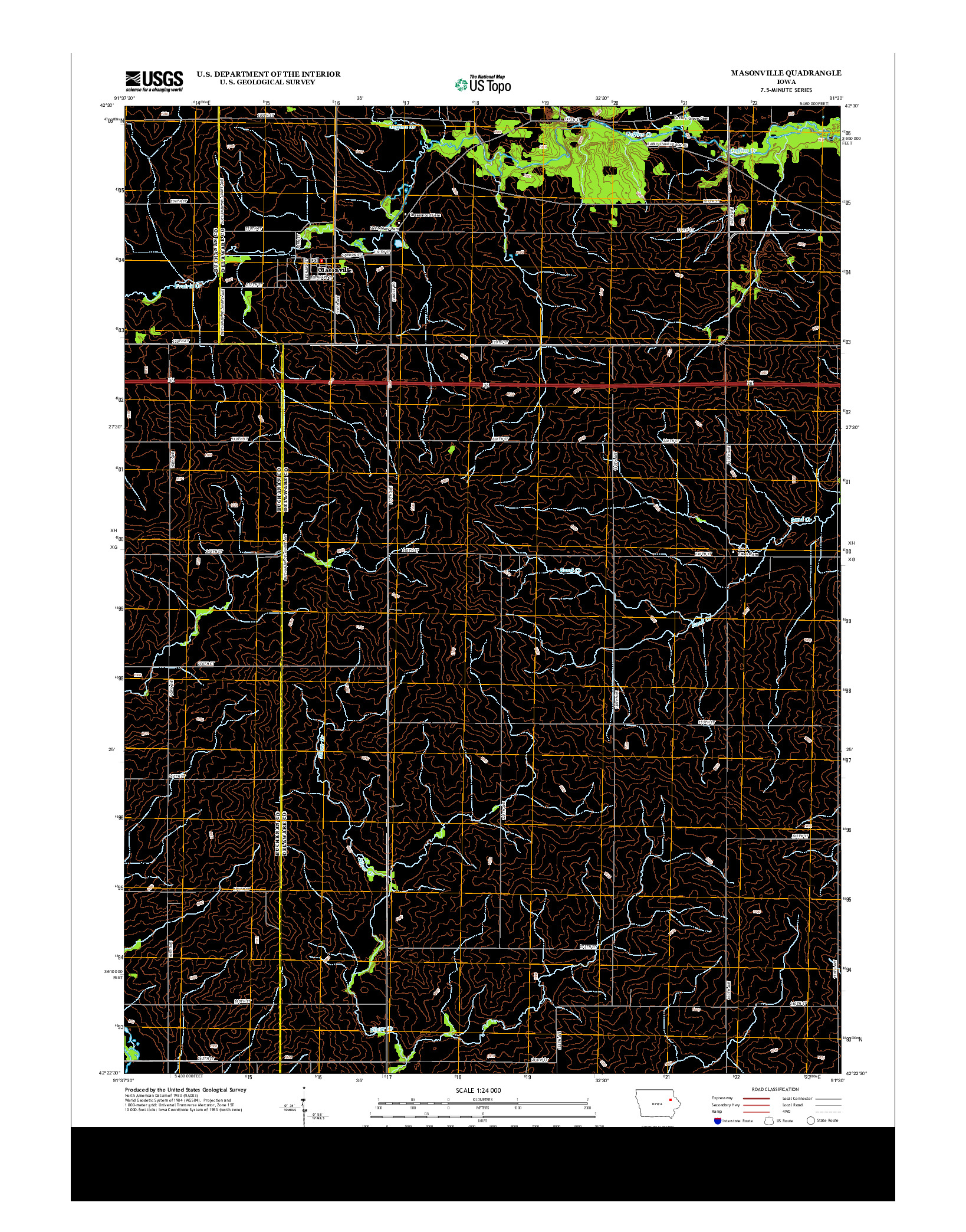 USGS US TOPO 7.5-MINUTE MAP FOR MASONVILLE, IA 2013
