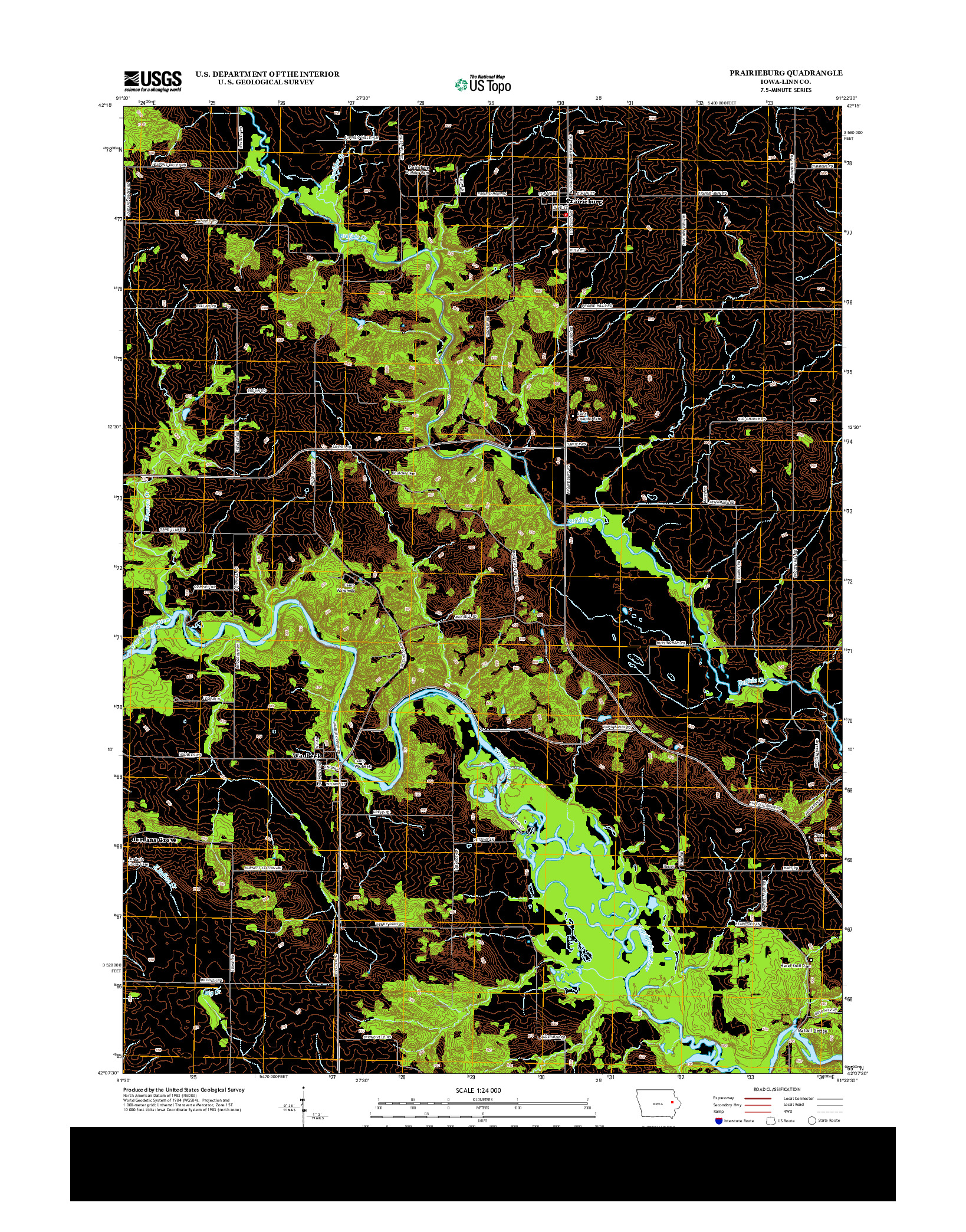 USGS US TOPO 7.5-MINUTE MAP FOR PRAIRIEBURG, IA 2013