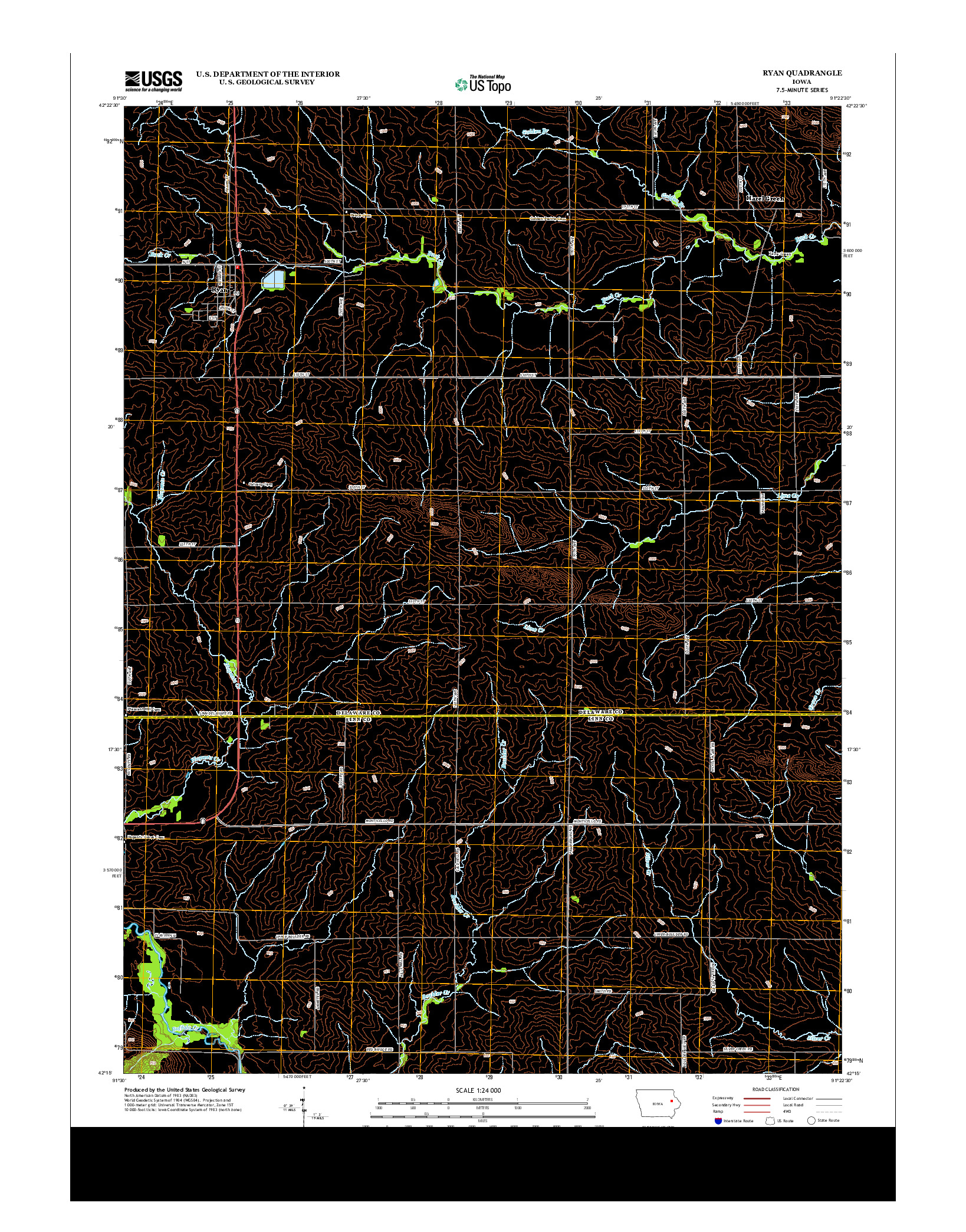 USGS US TOPO 7.5-MINUTE MAP FOR RYAN, IA 2013